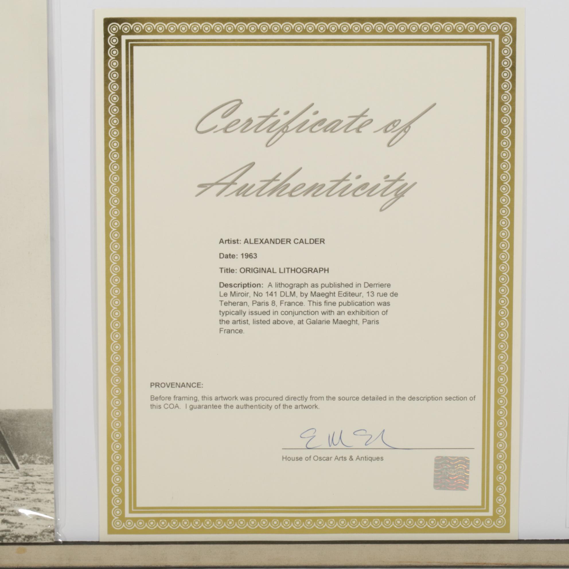 Alexander Calder Double-Page Color Lithograph for "Derrière le Miroir," 1963