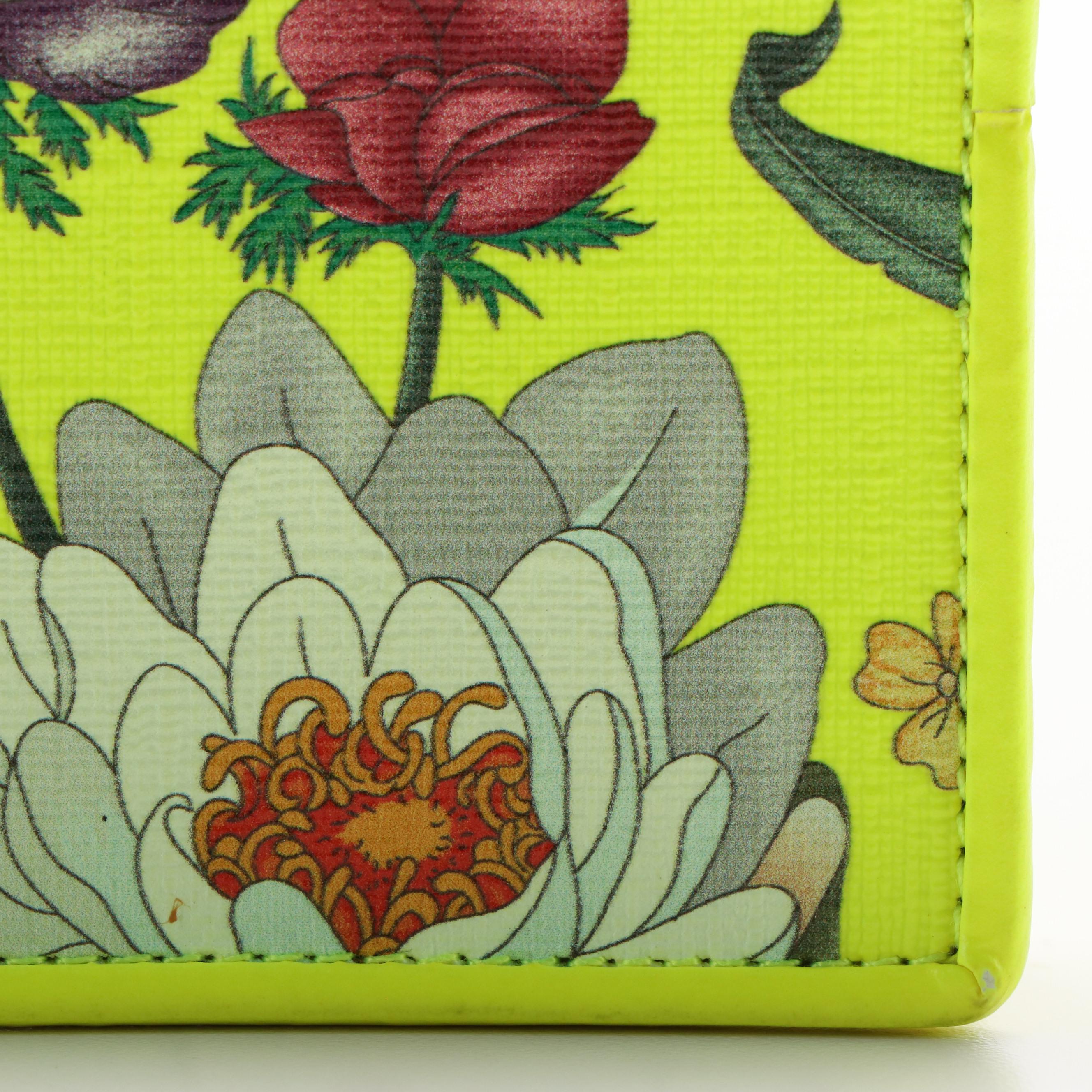 Gucci Bifold Wallet in Floral Neon Printed Leather