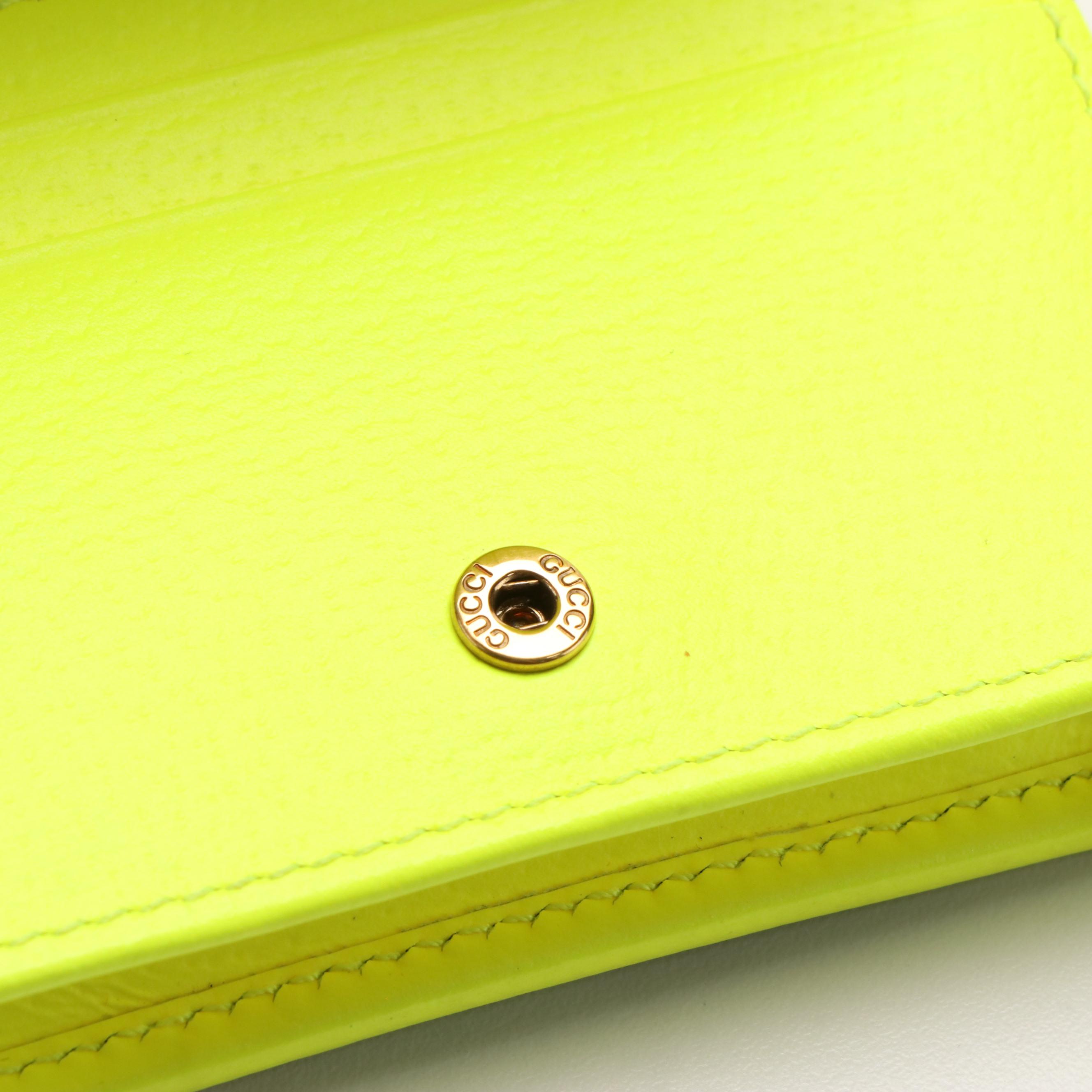 Gucci Bifold Wallet in Floral Neon Printed Leather