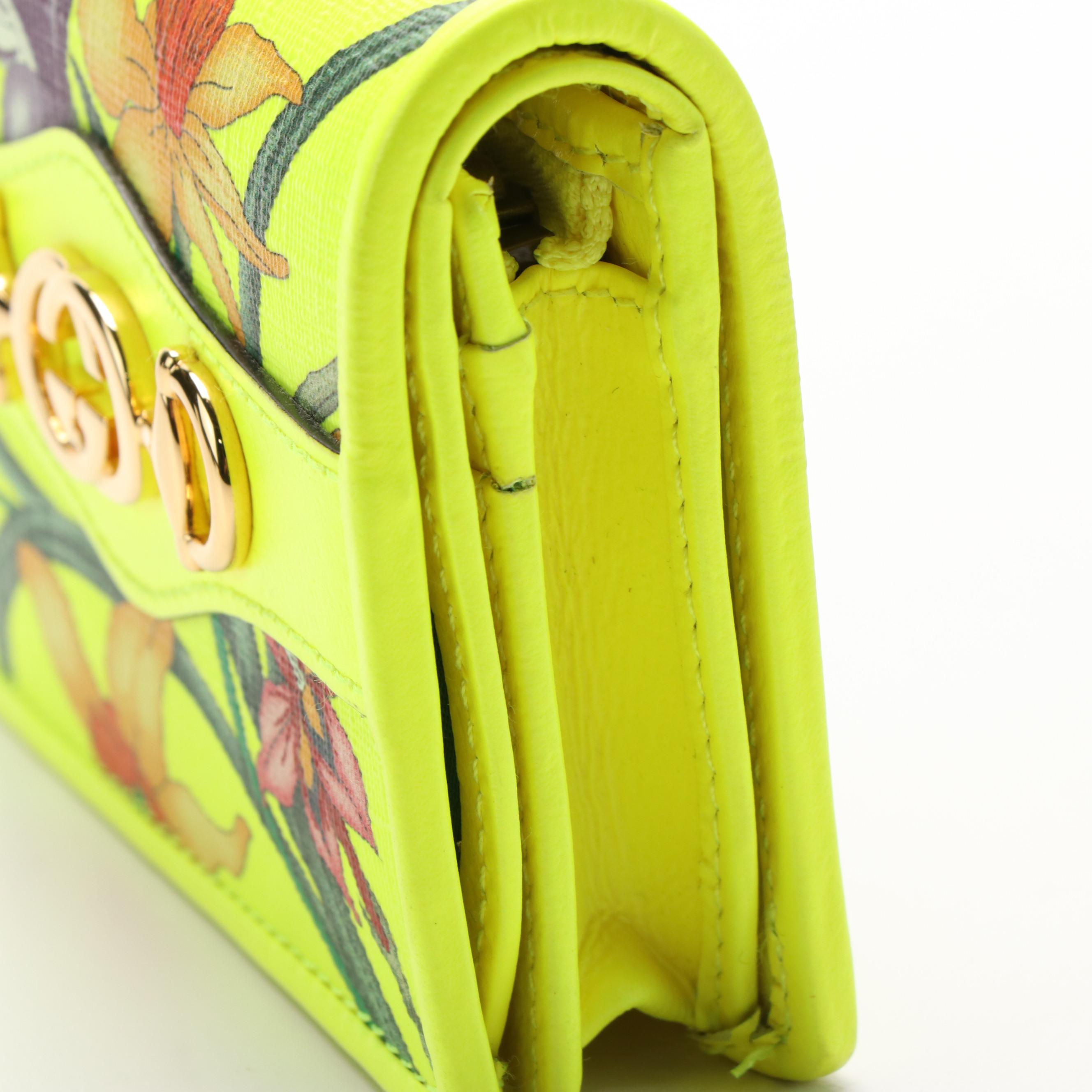 Gucci Bifold Wallet in Floral Neon Printed Leather
