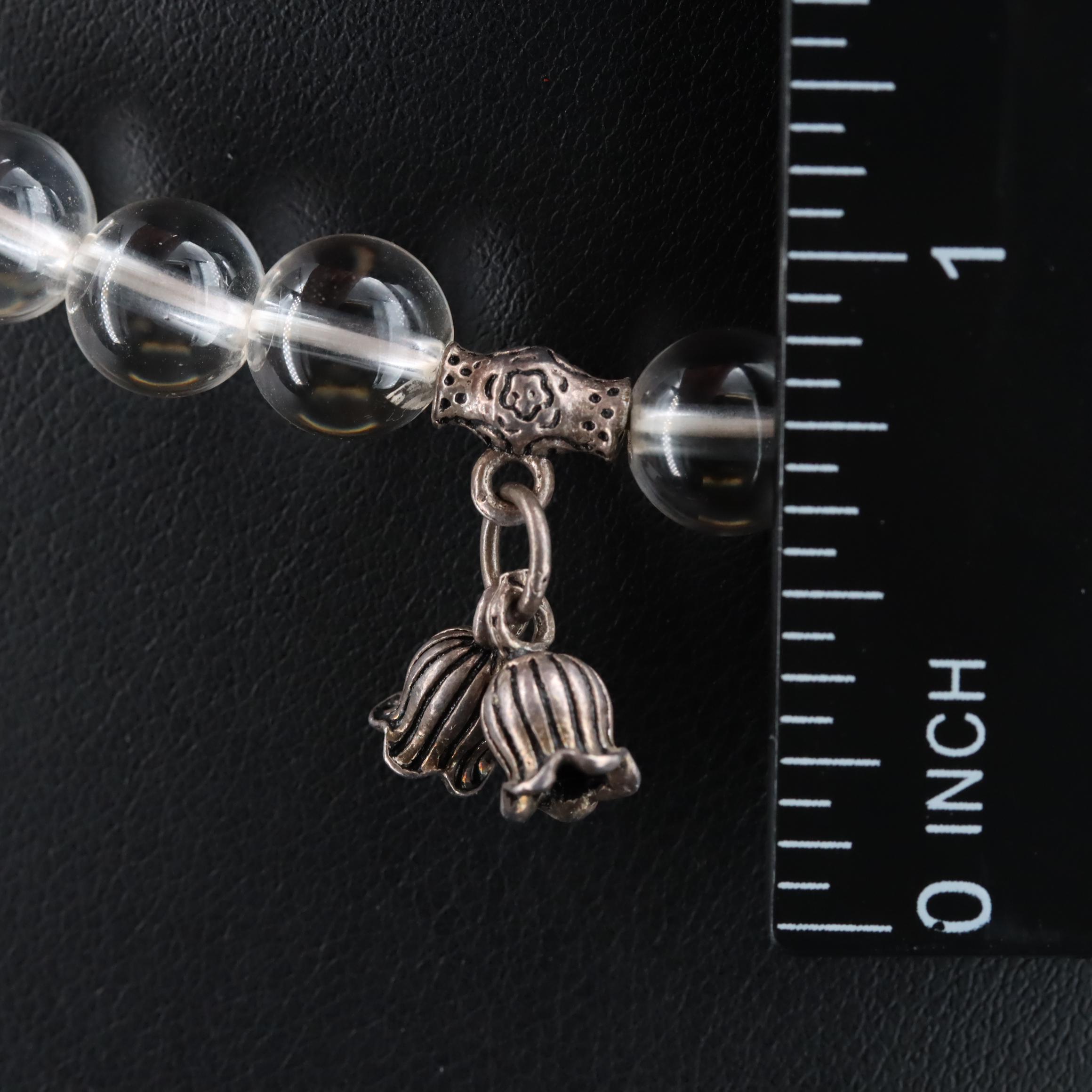 Rock Crystal Quartz Necklace with Sterling and Resin Enamel Accent Beads