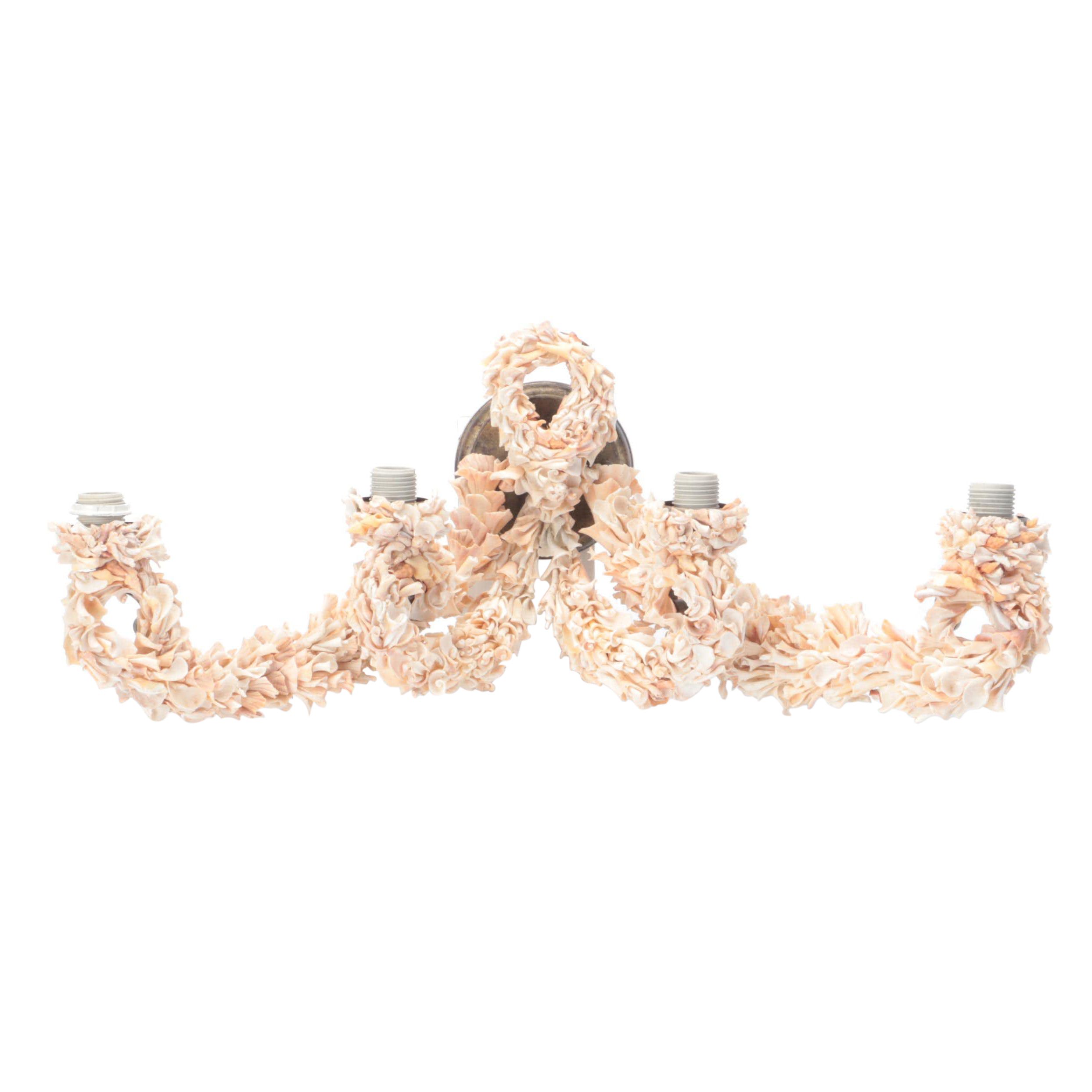 Seashell Encrusted Four-Arm Wall Sconce, 21st Century