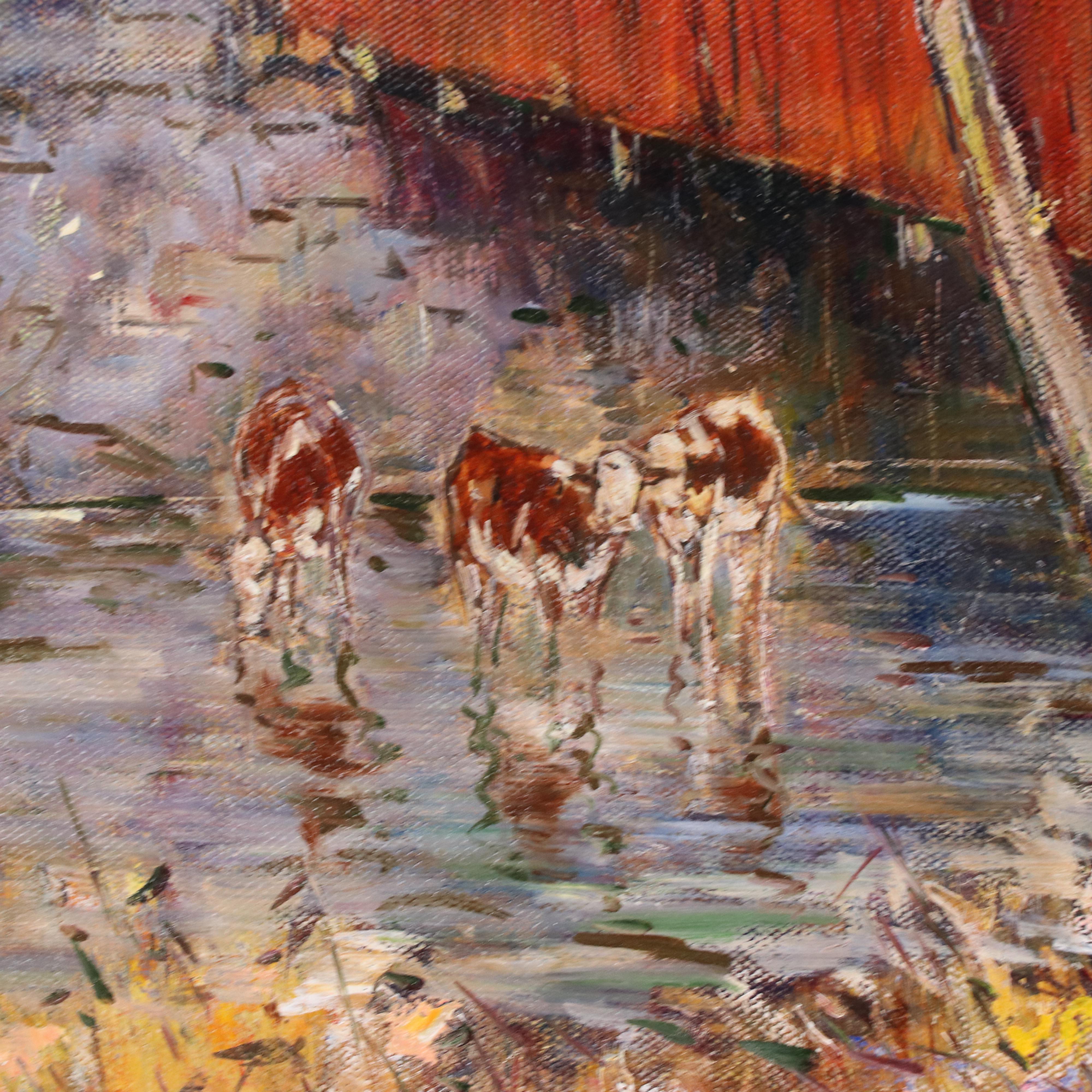 Leslie Cope Oil Painting "Autumn Colors," 1986