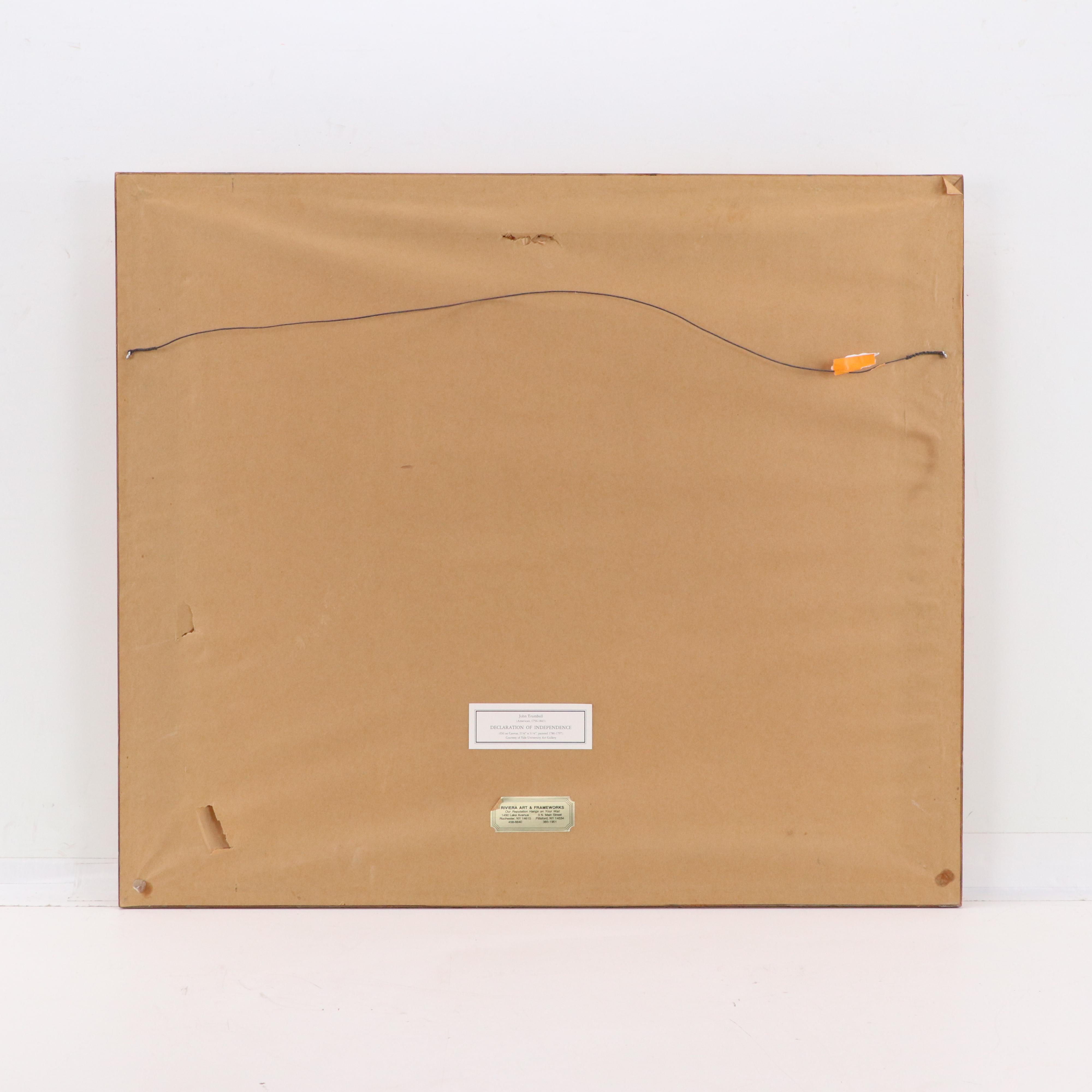 Offset Lithograph After John Trumbull "Declaration of Independence"