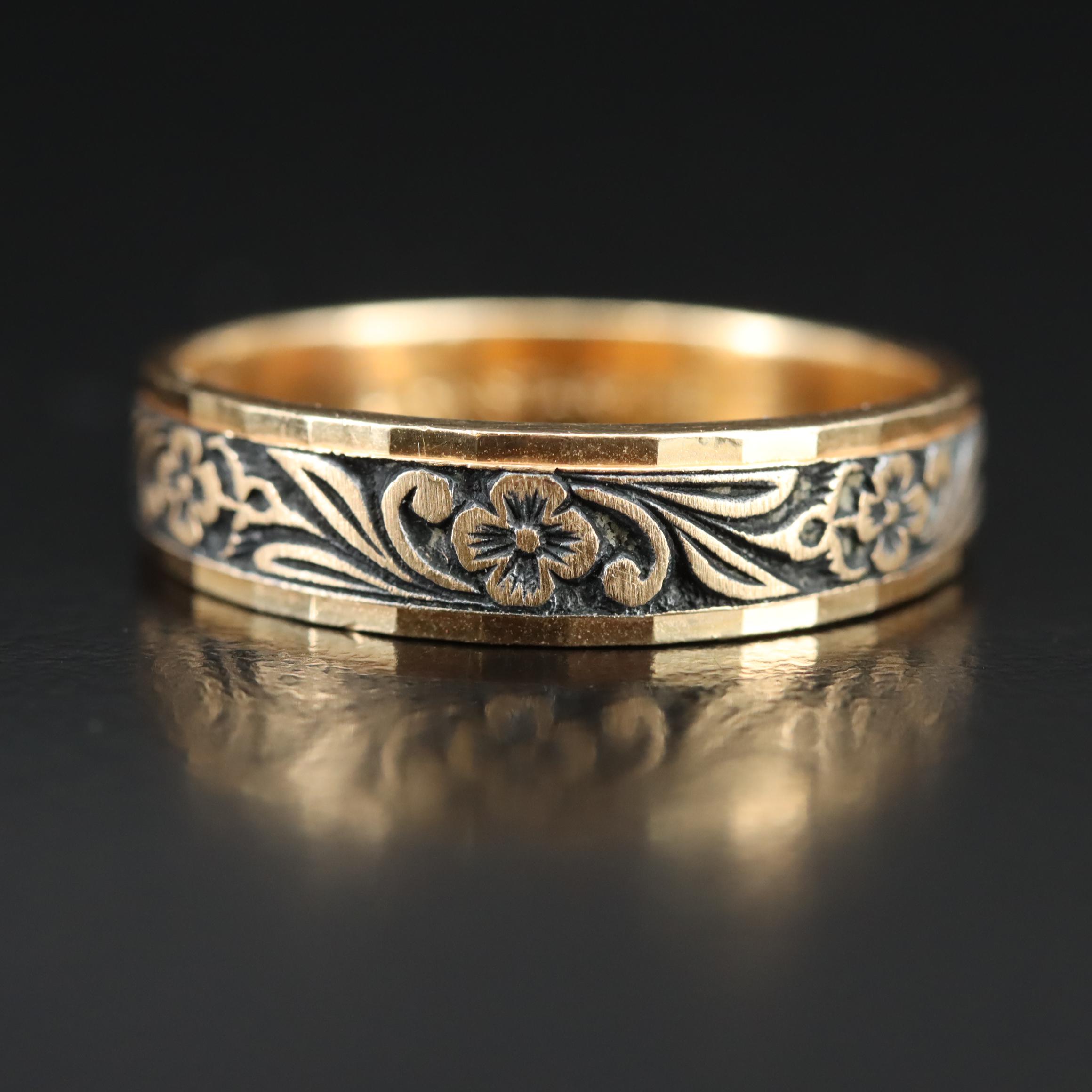 14K Floral Scroll Band