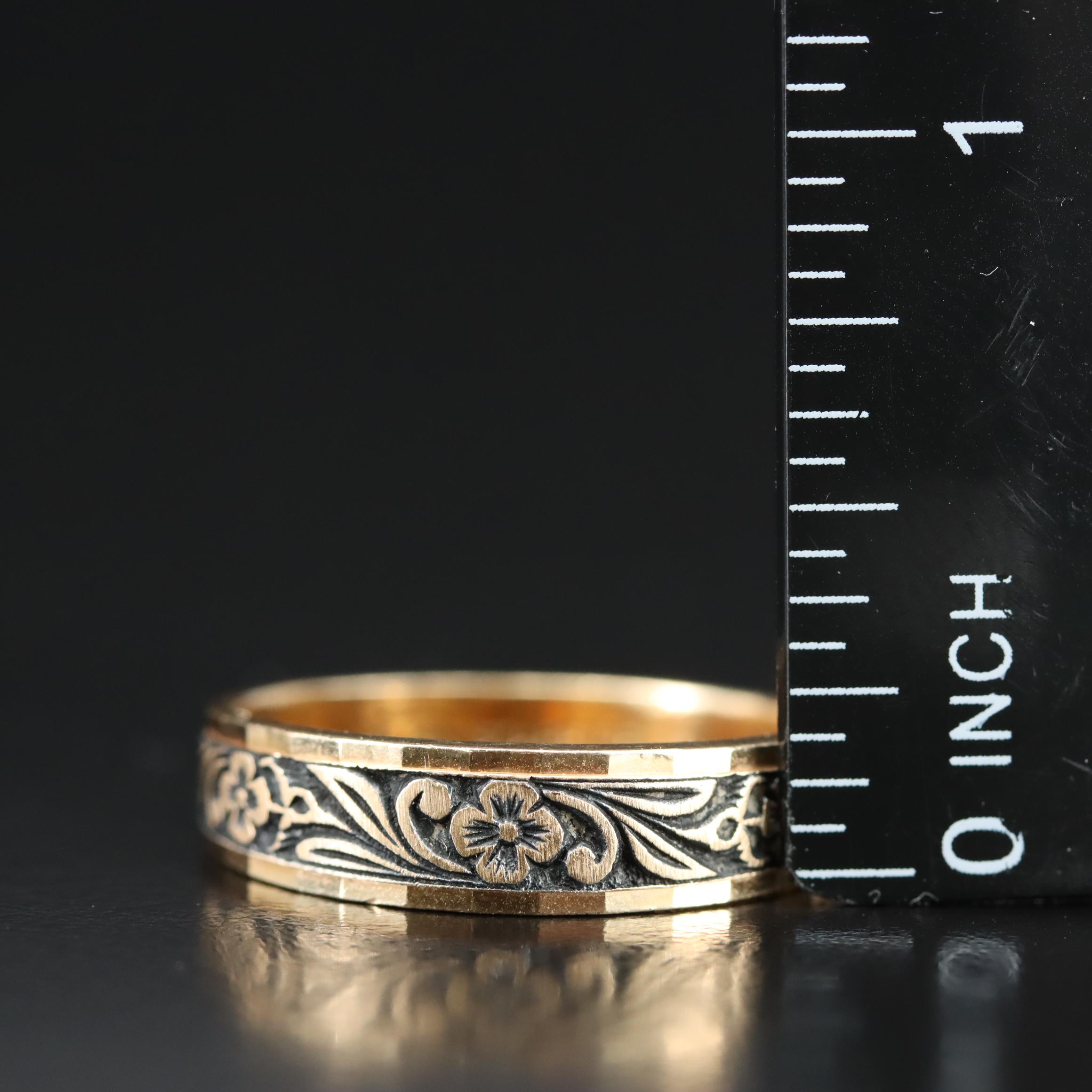 14K Floral Scroll Band