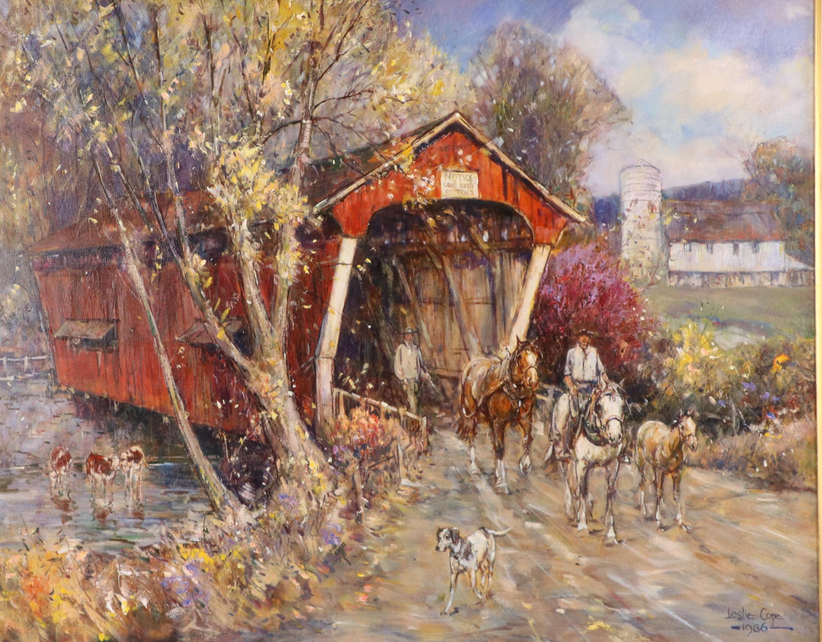 Leslie Cope Oil Painting "Autumn Colors," 1986