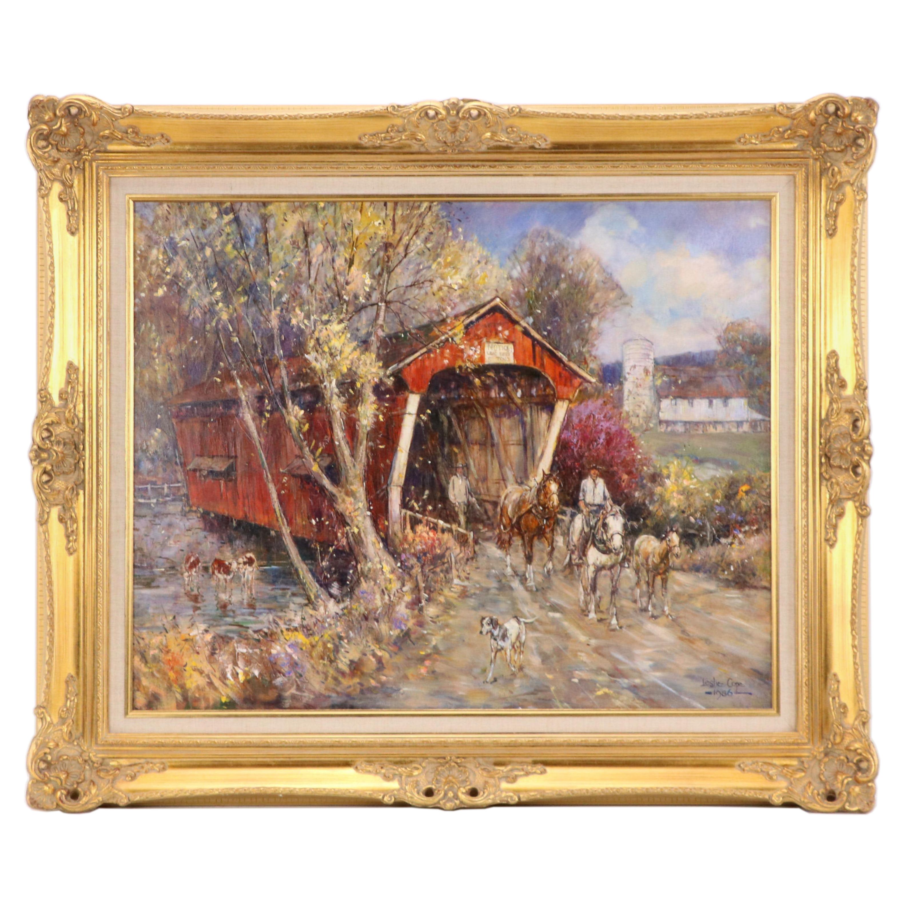 Leslie Cope Oil Painting "Autumn Colors," 1986