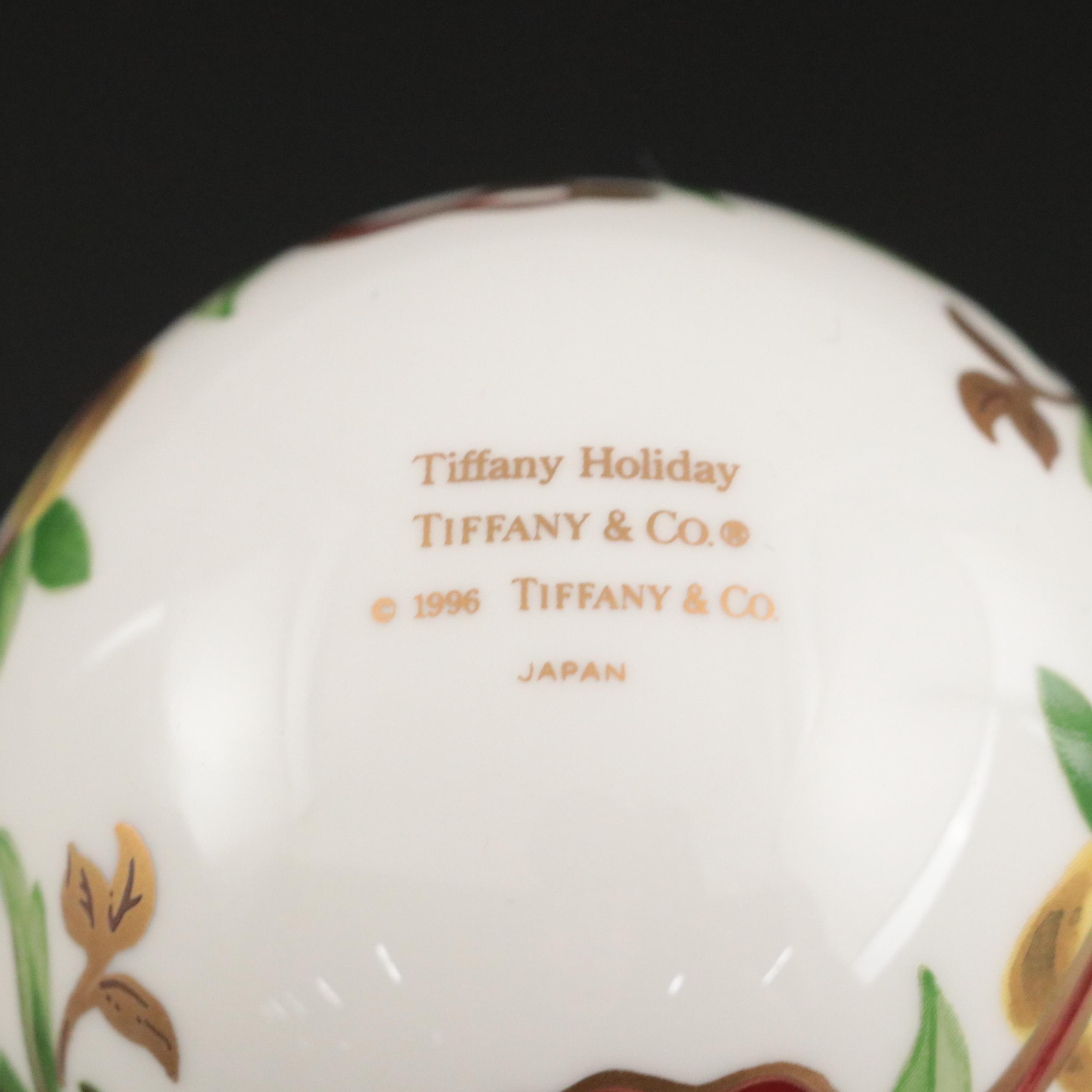 Tiffany & Co. "Tiffany Holiday" Porcelain Christmas Ornament, 1996