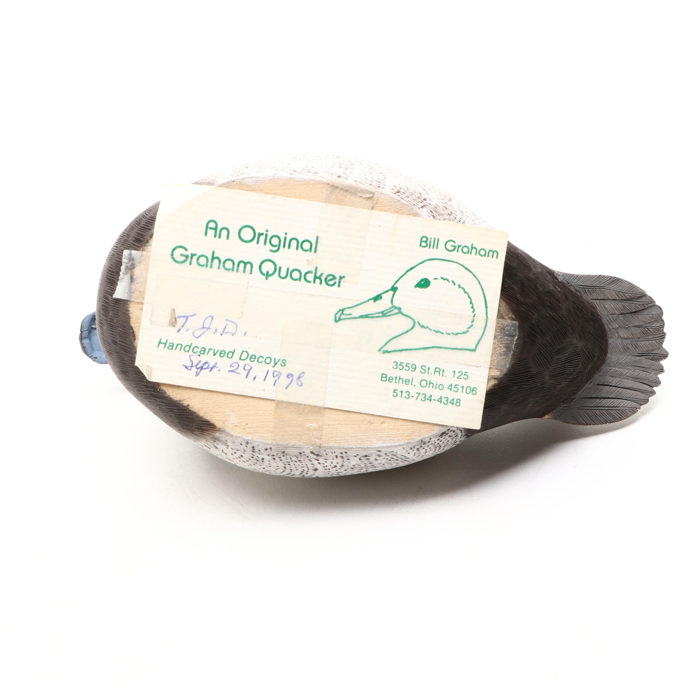 Bill Graham Hand Carved Decoy and Duck Figurine