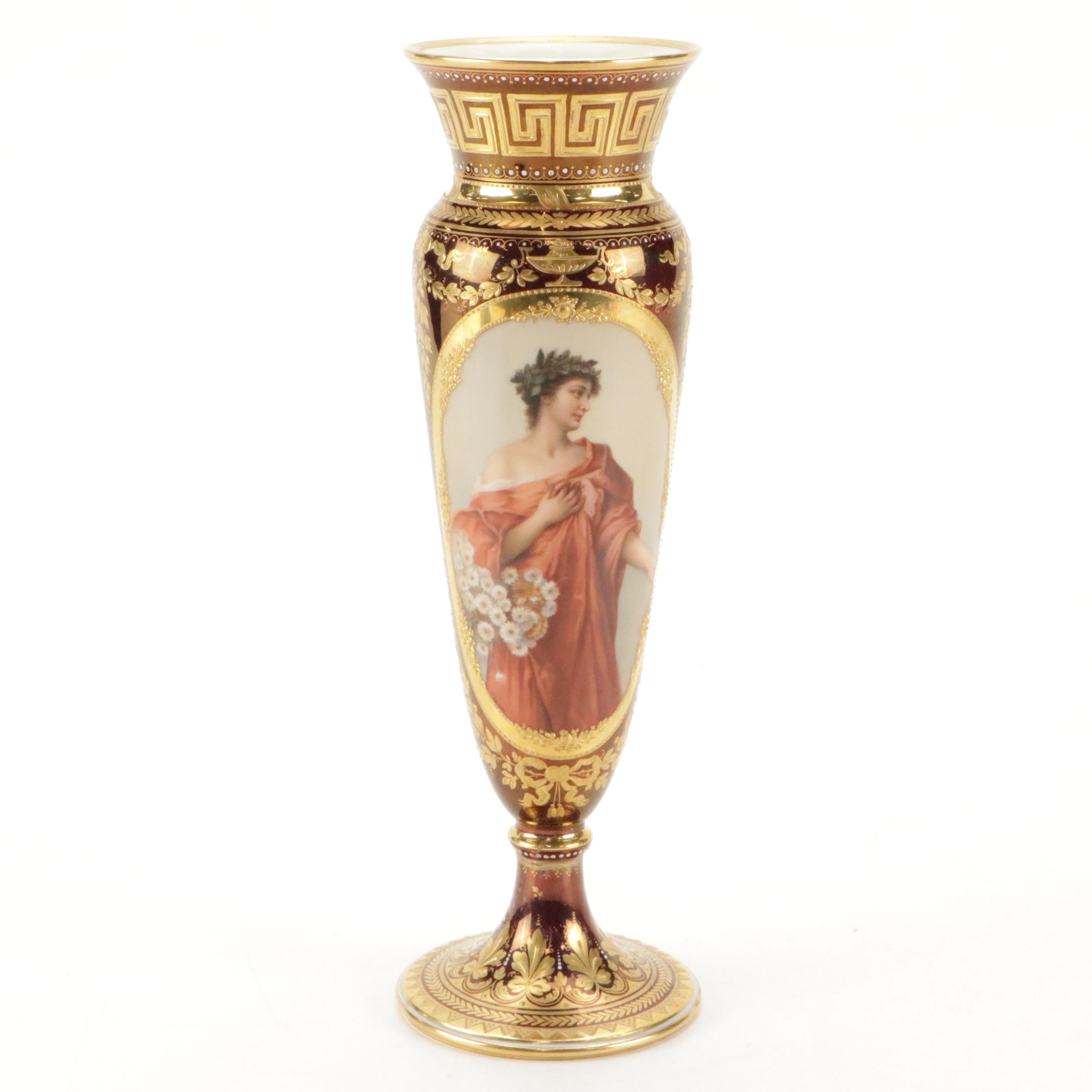Royal Vienna Style Hand-Painted Portrait Vase, Late 19th/ Early 20th Century