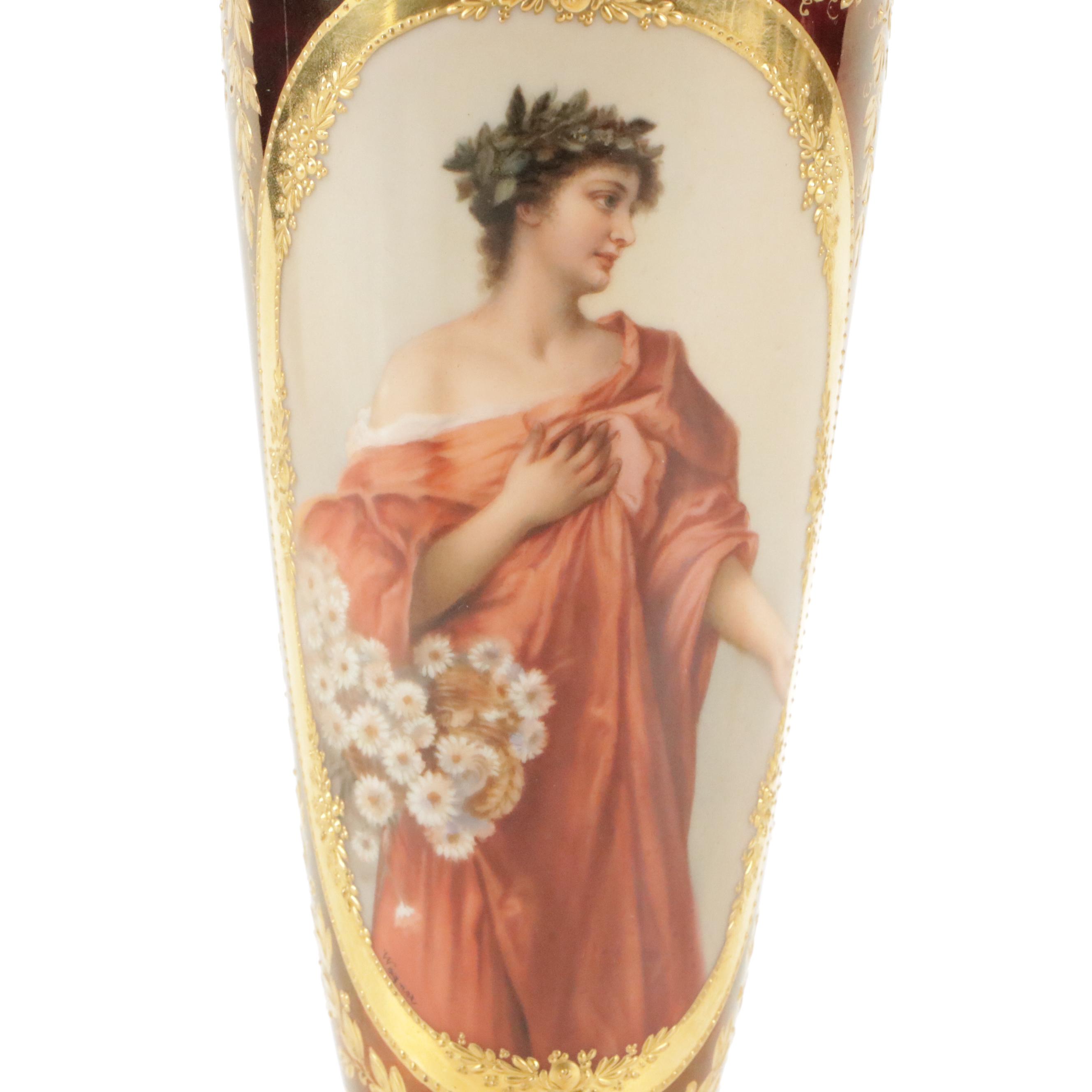 Royal Vienna Style Hand-Painted Portrait Vase, Late 19th/ Early 20th Century