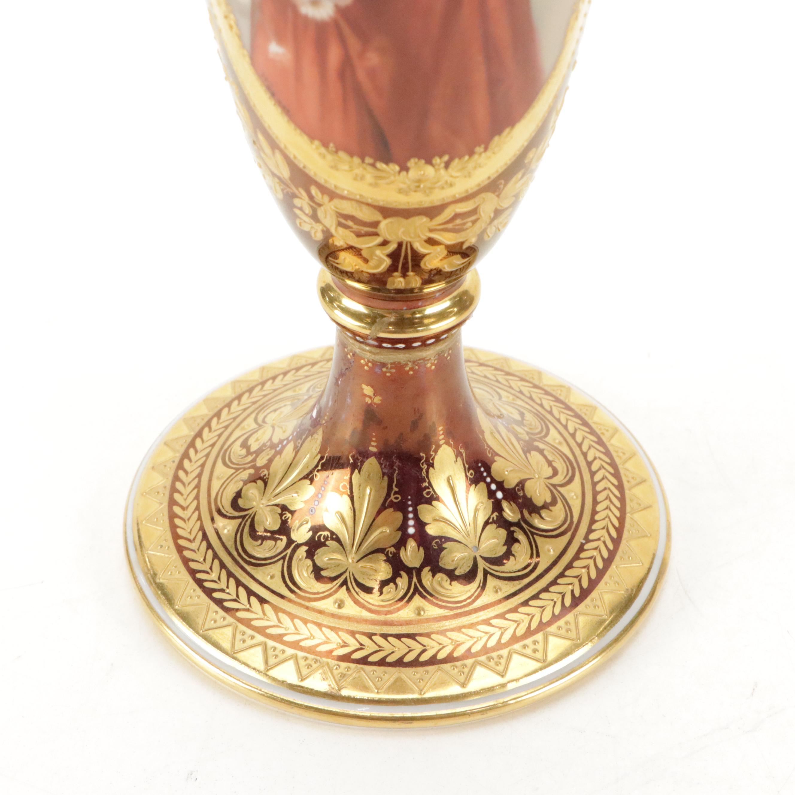 Royal Vienna Style Hand-Painted Portrait Vase, Late 19th/ Early 20th Century