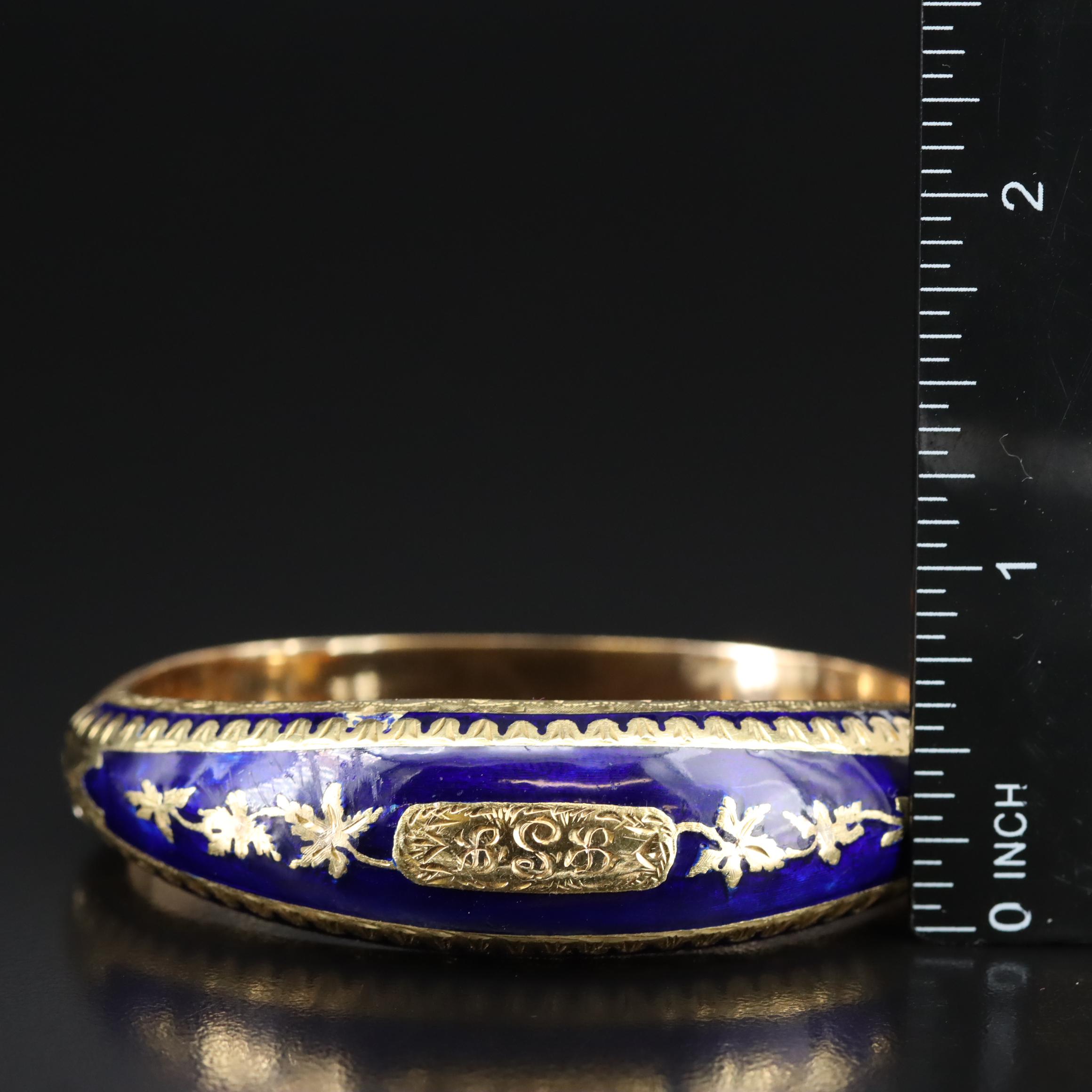 18K Engraved Enamel Bracelet
