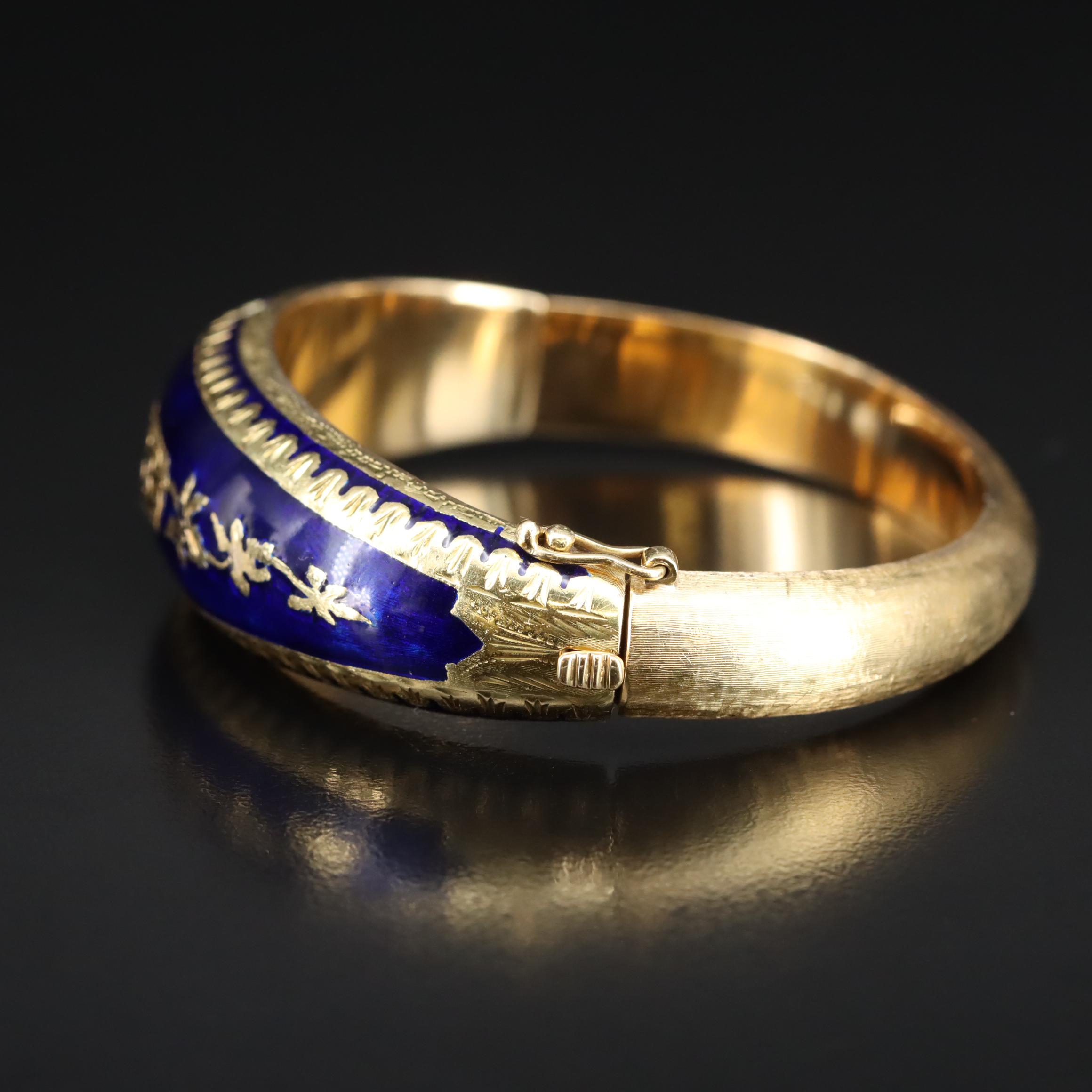 18K Engraved Enamel Bracelet