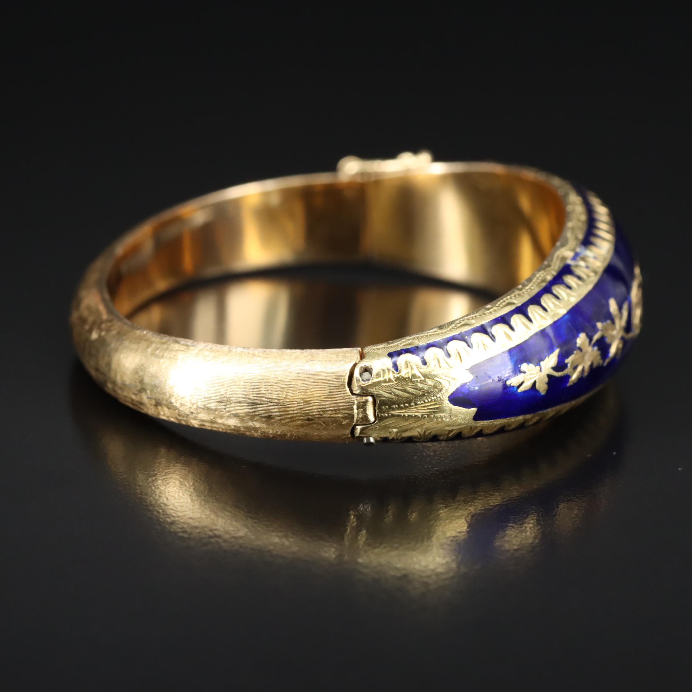 18K Engraved Enamel Bracelet