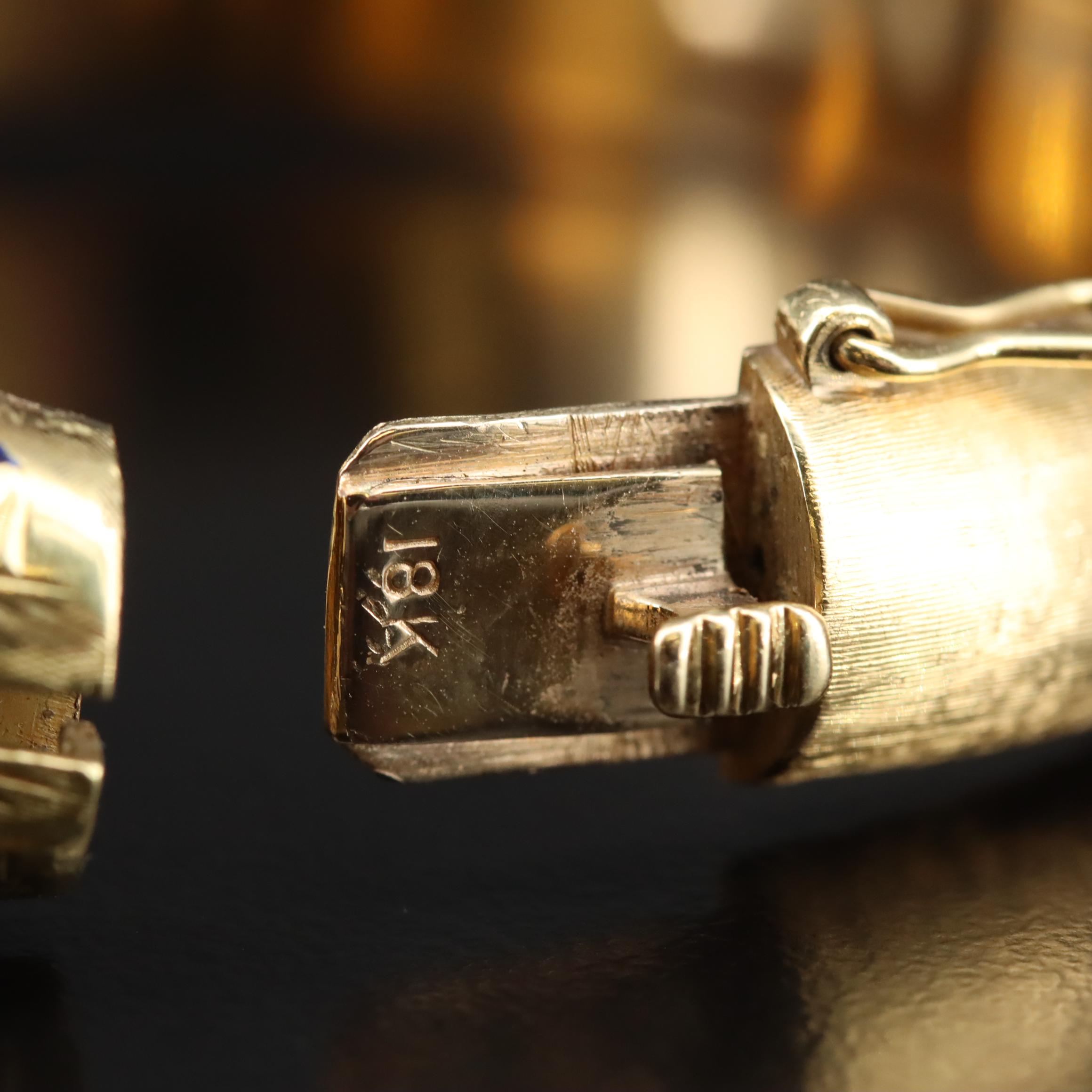 18K Engraved Enamel Bracelet
