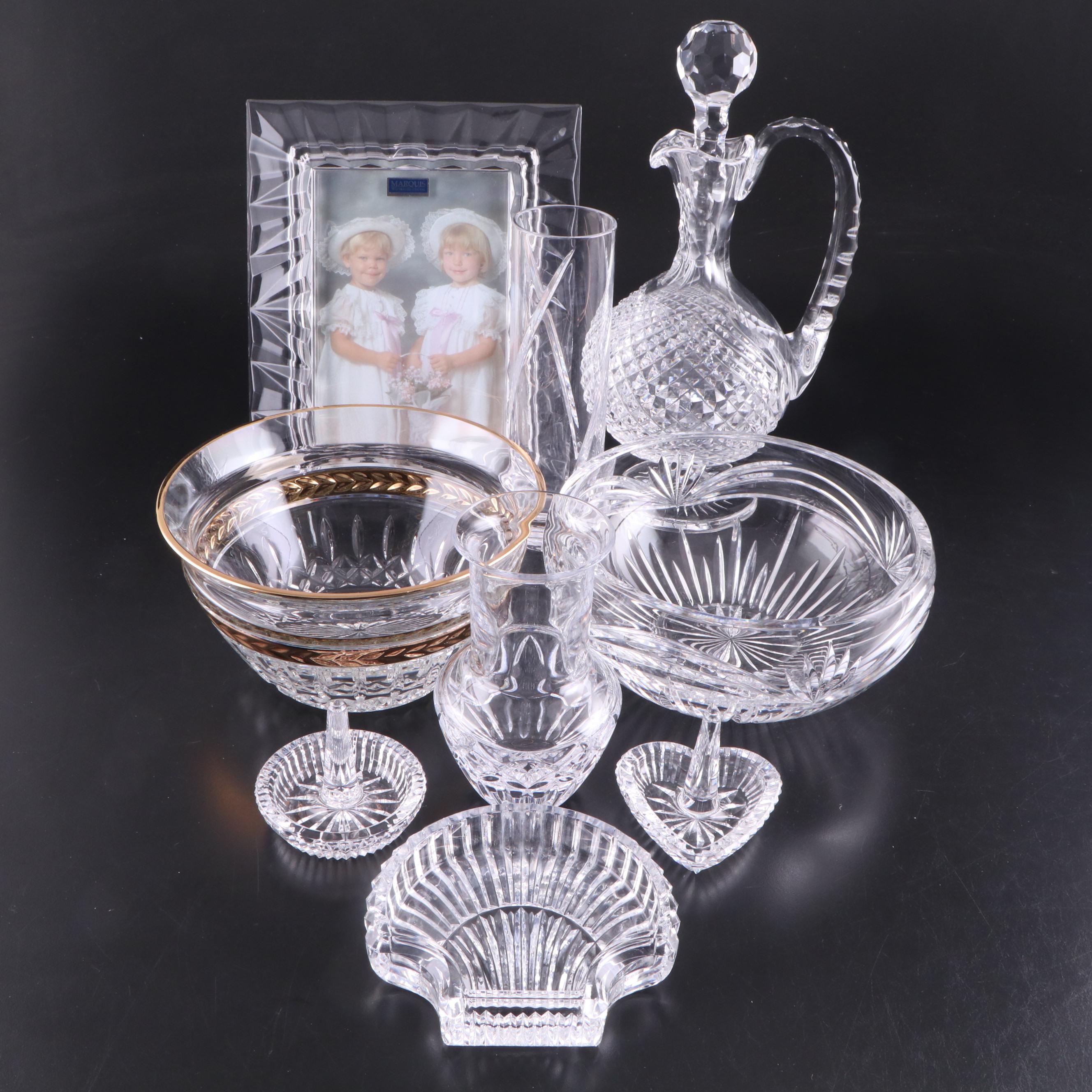 Marquis by Waterford Frame with Tiffany & Co. Vase and Other Crystal Decor