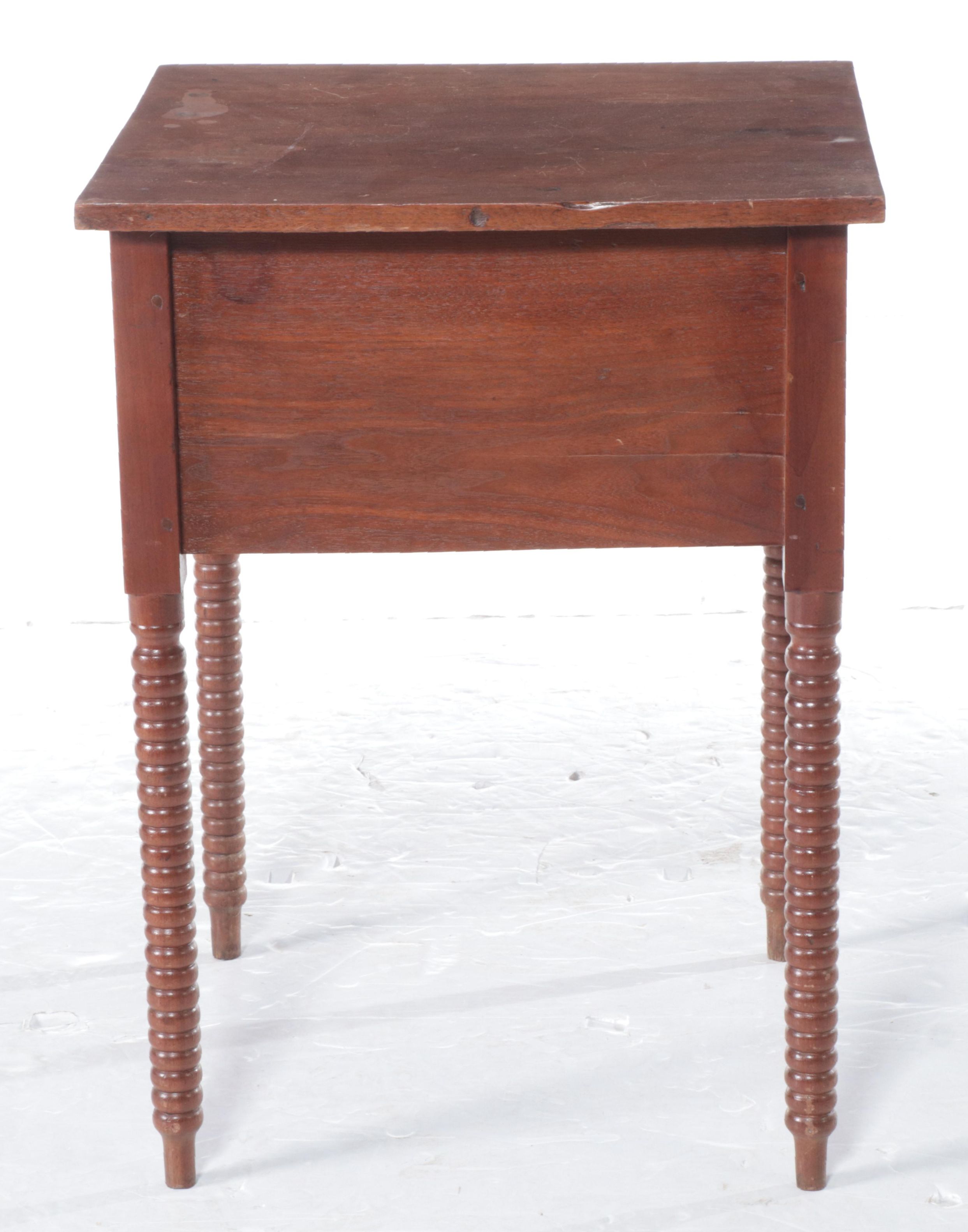 American Primitive Walnut Two-Drawer Side Table, 19th Century