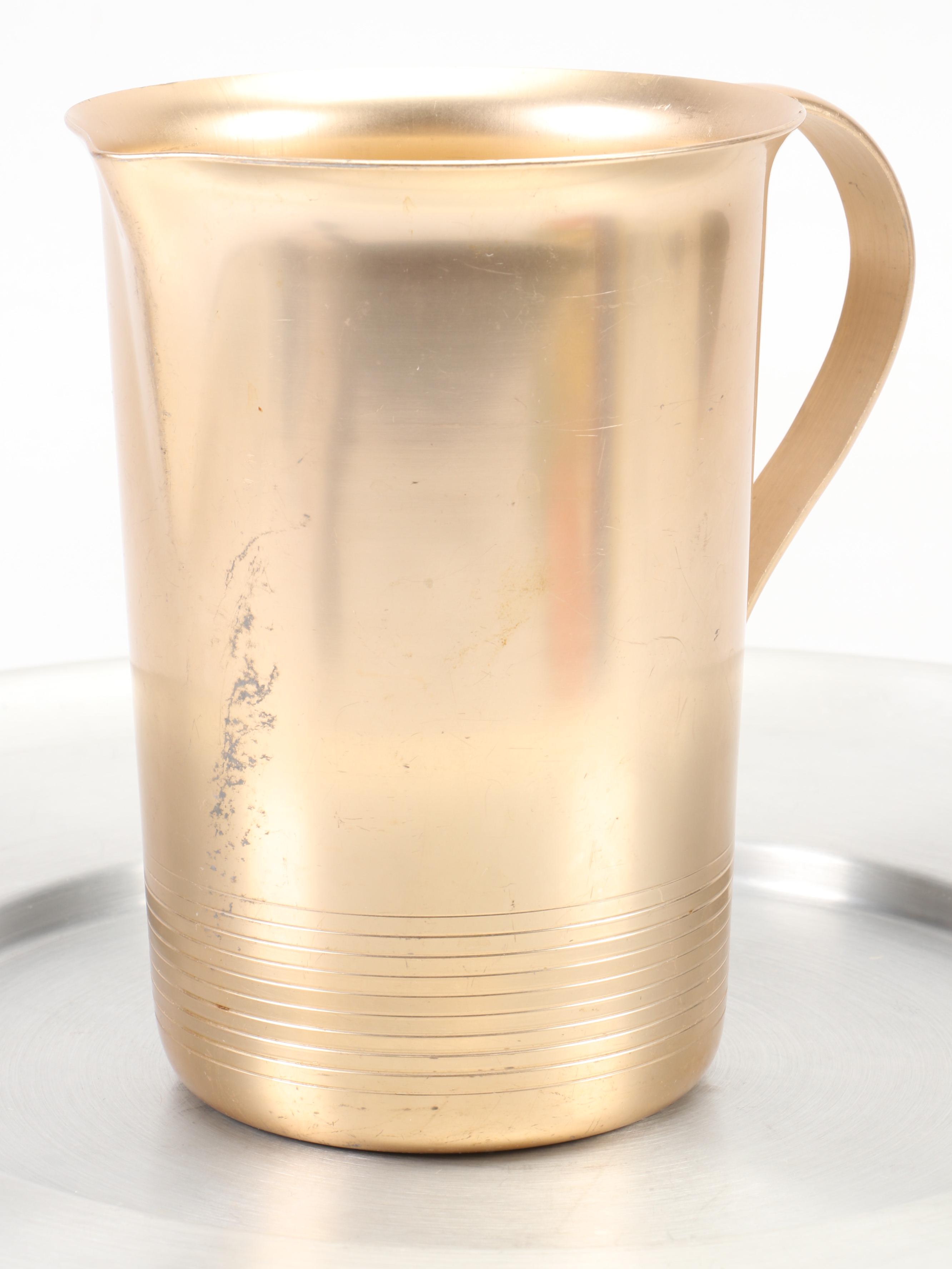 Mid Century Modern Westbend Lazy Susan Set with Other Spun Aluminum Drink Set