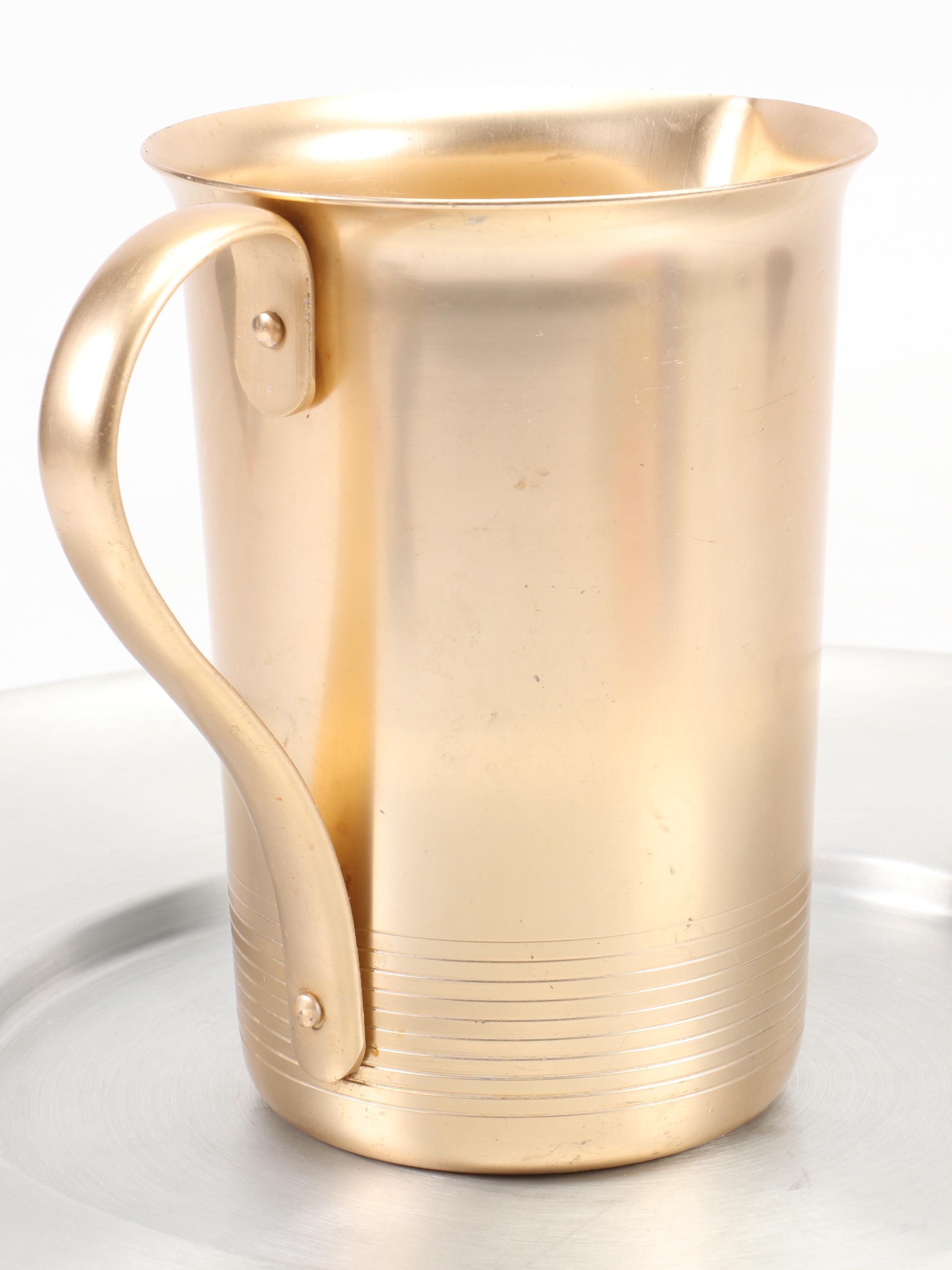 Mid Century Modern Westbend Lazy Susan Set with Other Spun Aluminum Drink Set