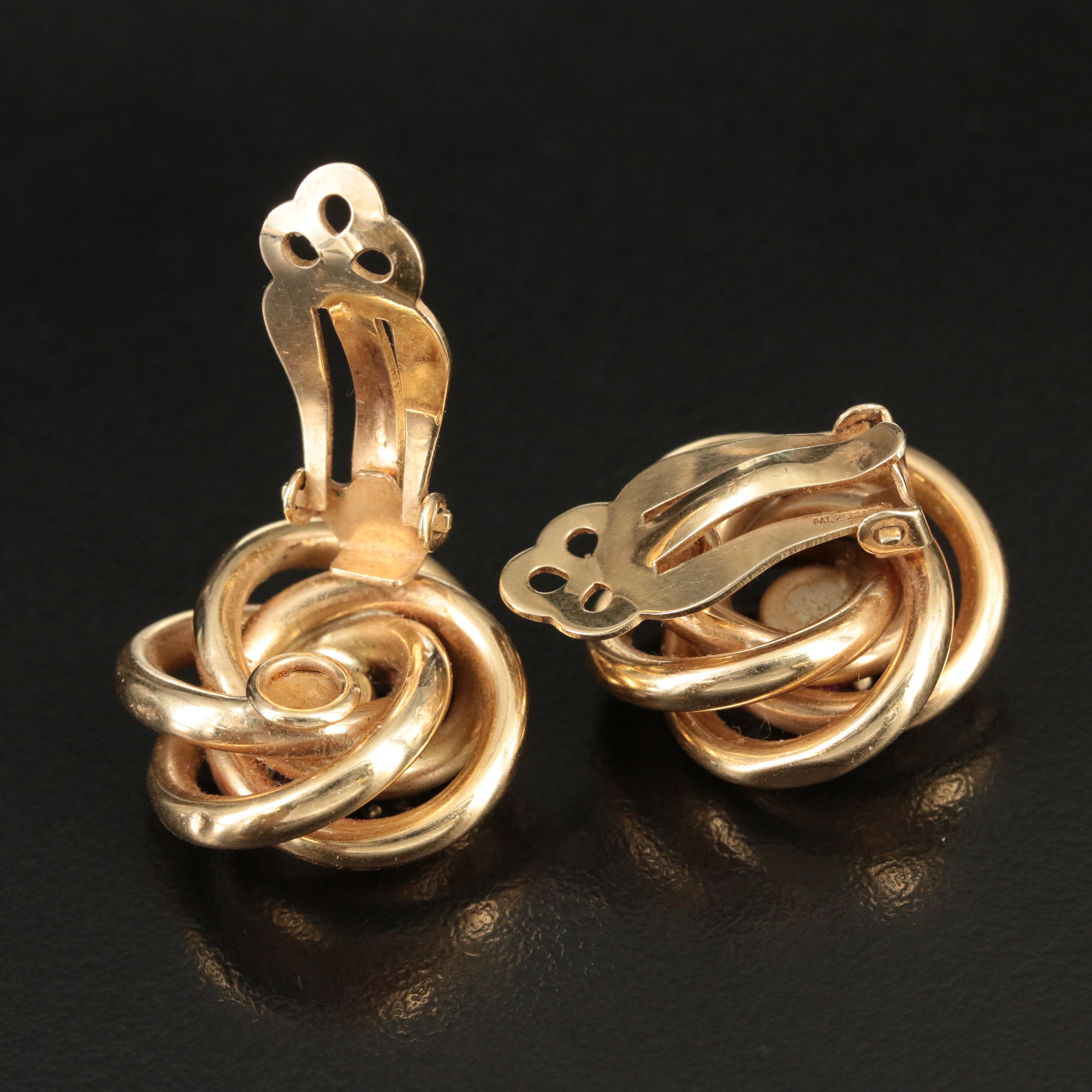 14K Garnet Knot Earrings