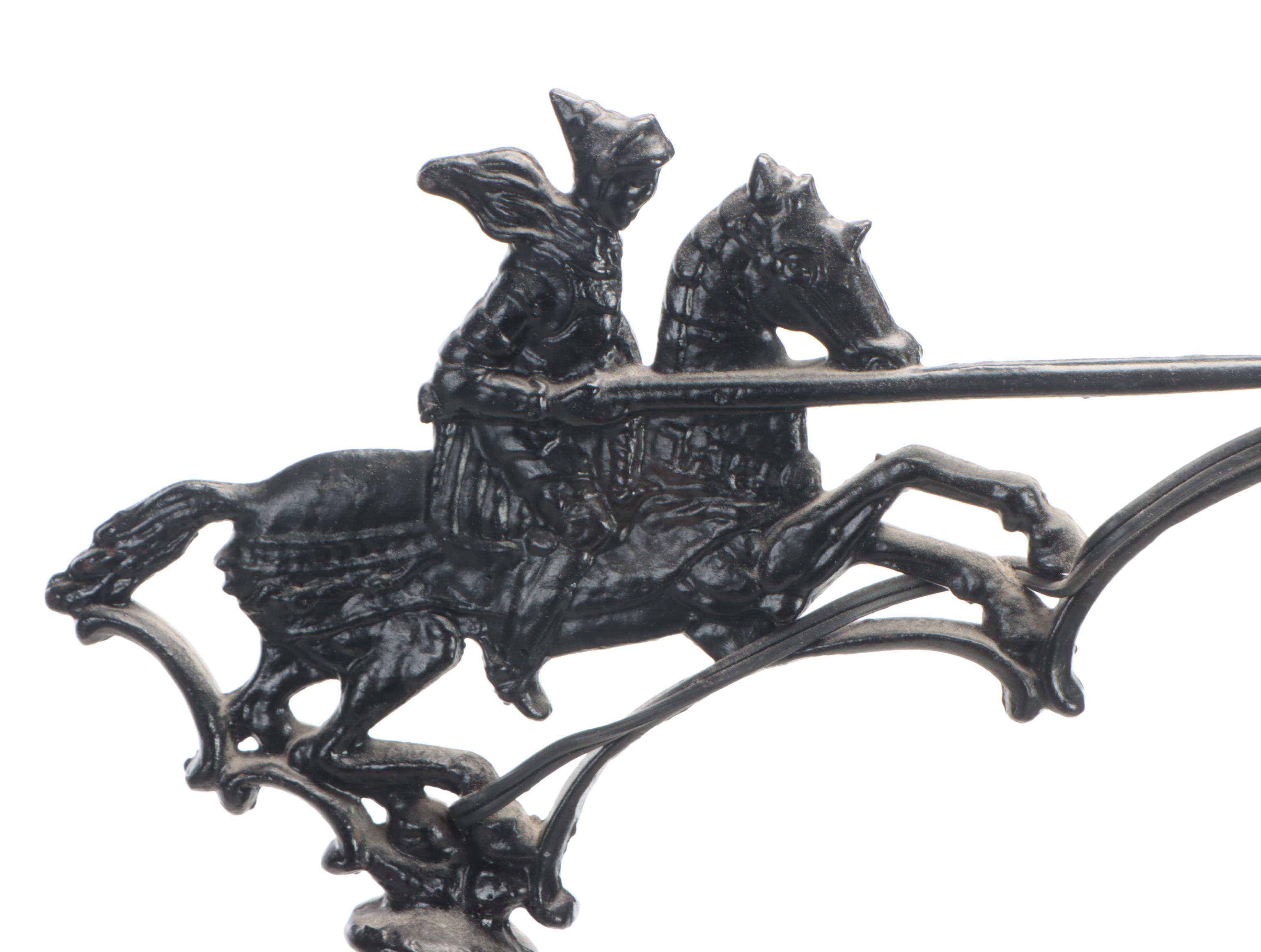 Victorian Style Cast Iron Bridge Arm Don Quixote Figural Floor Lamp