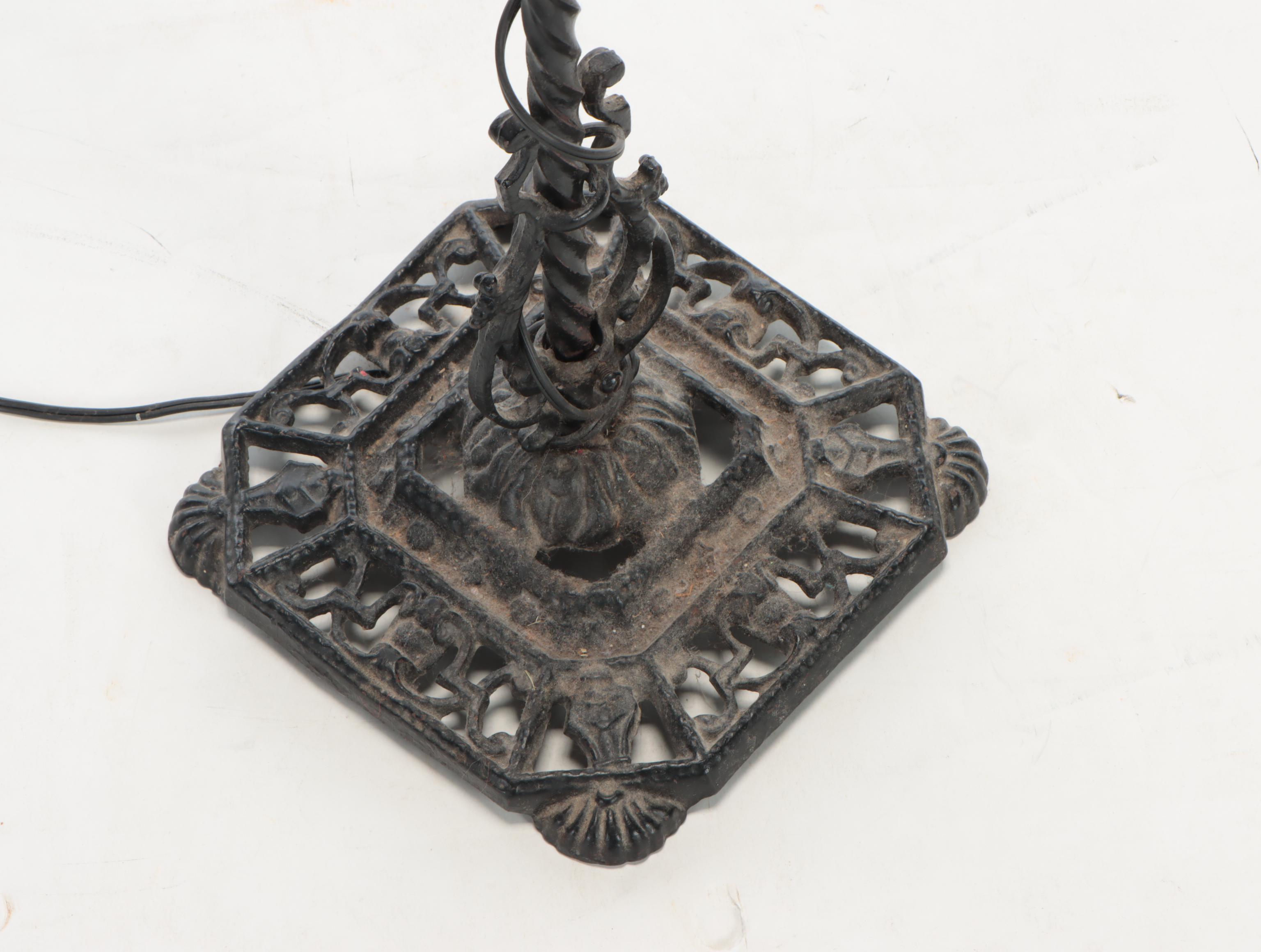 Victorian Style Cast Iron Bridge Arm Don Quixote Figural Floor Lamp