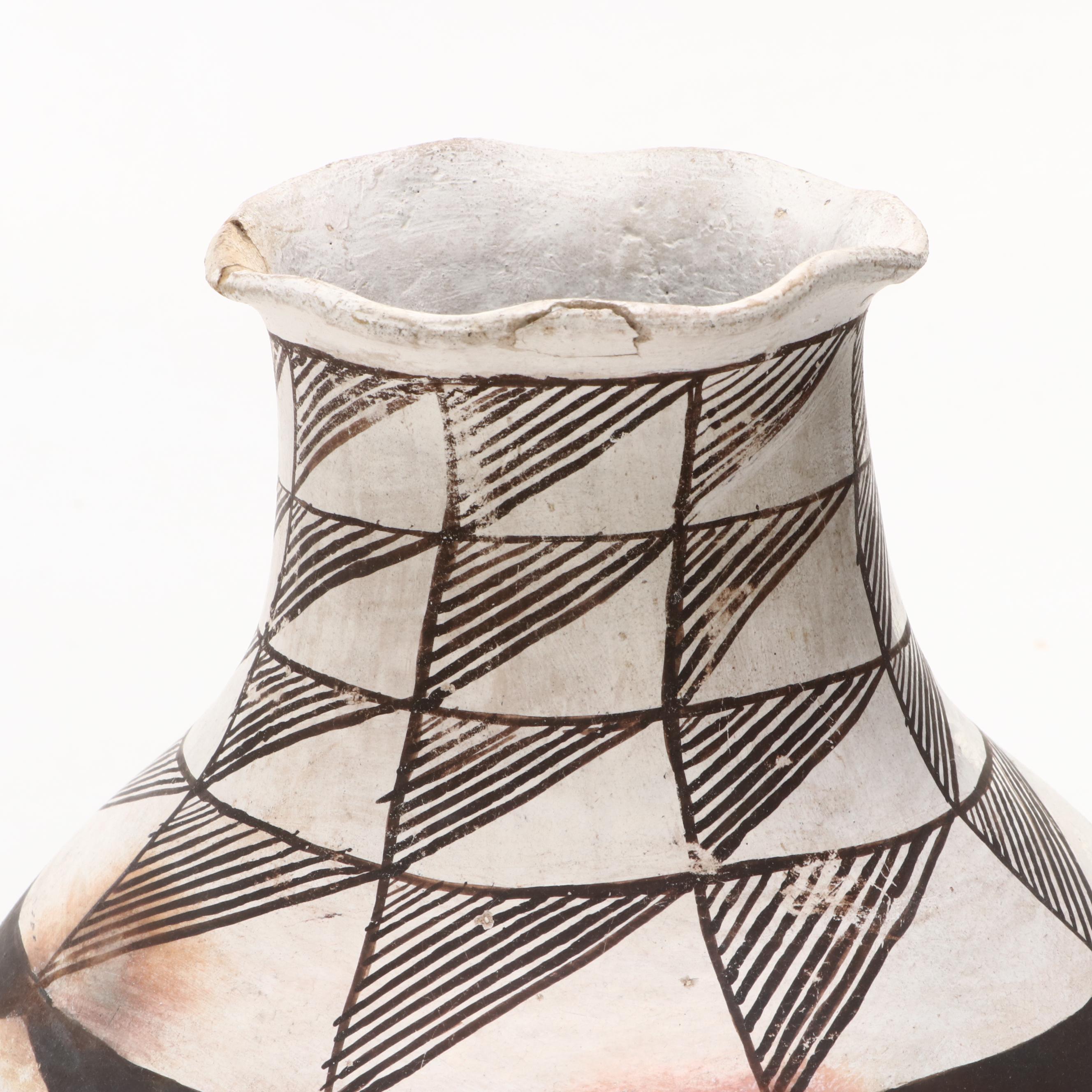 Simon Vallo Signed Acoma Pueblo Art Pottery Vase