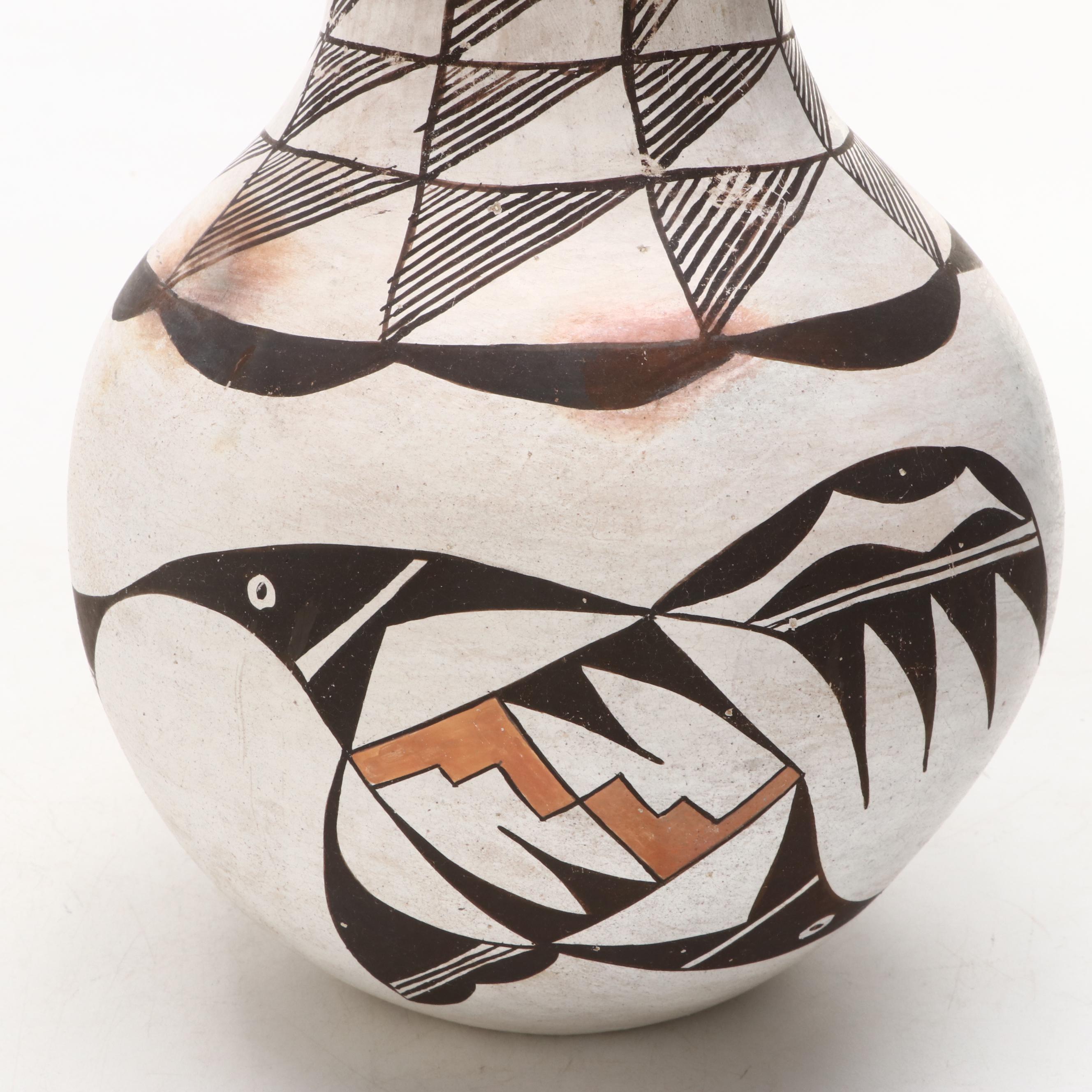 Simon Vallo Signed Acoma Pueblo Art Pottery Vase