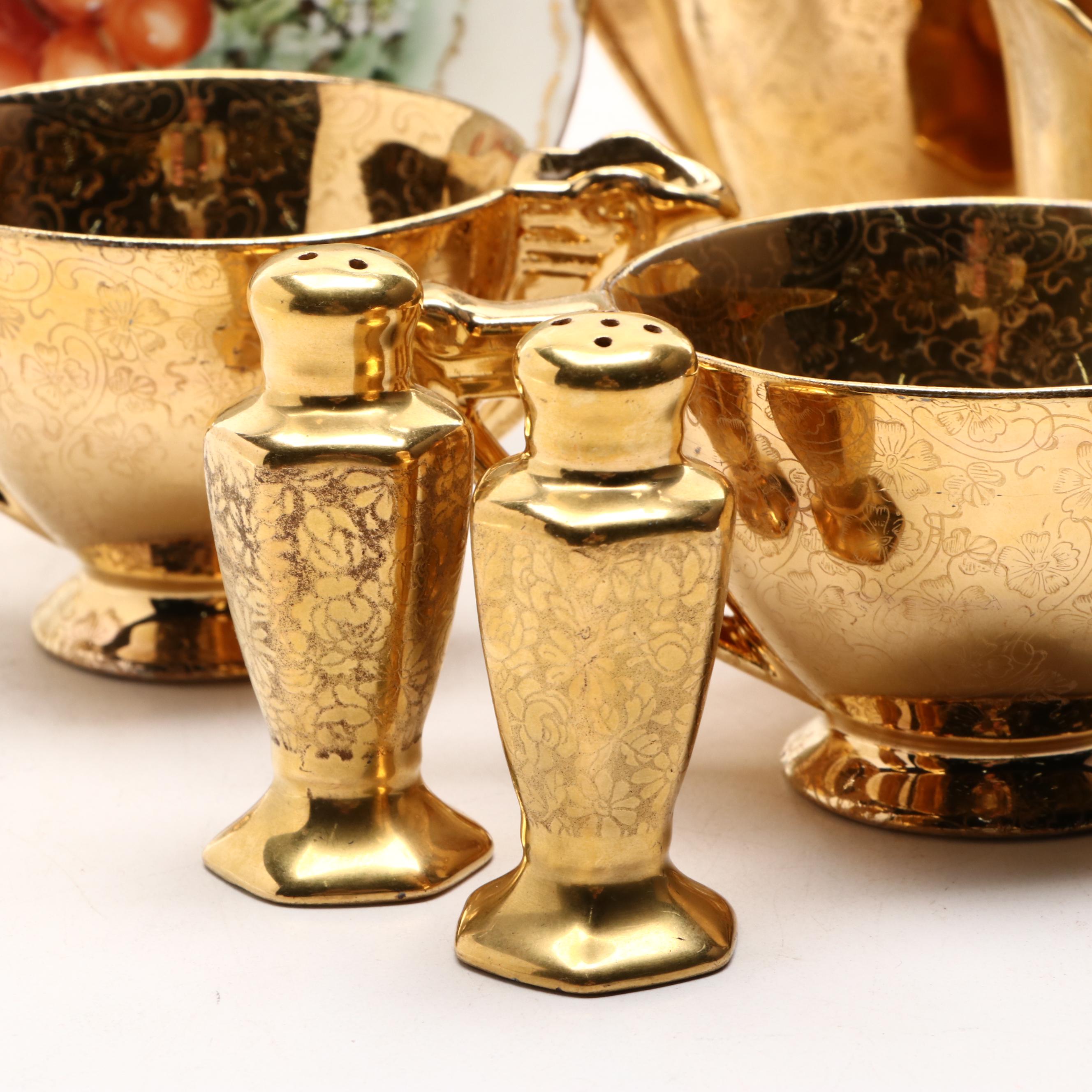 Pickard Style "Lady Hamilton" 22K Gold Decorated Porcelain Teapot and More