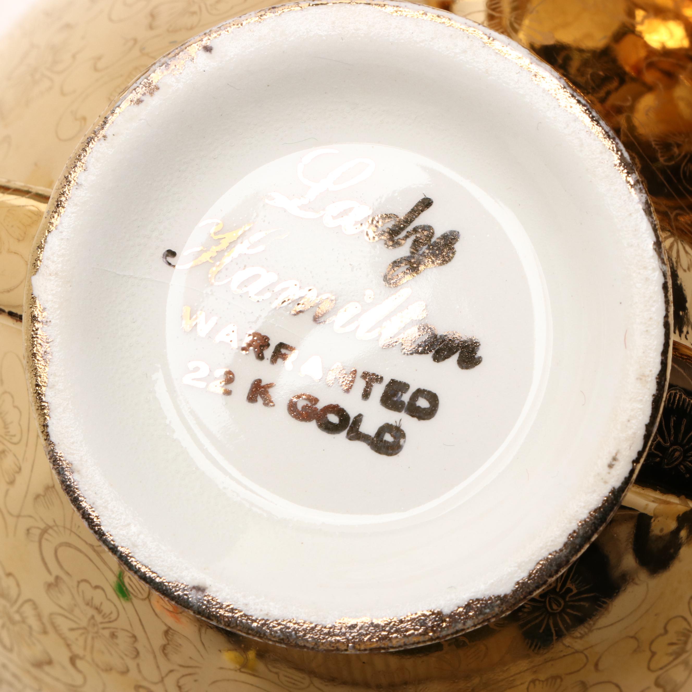 Pickard Style "Lady Hamilton" 22K Gold Decorated Porcelain Teapot and More