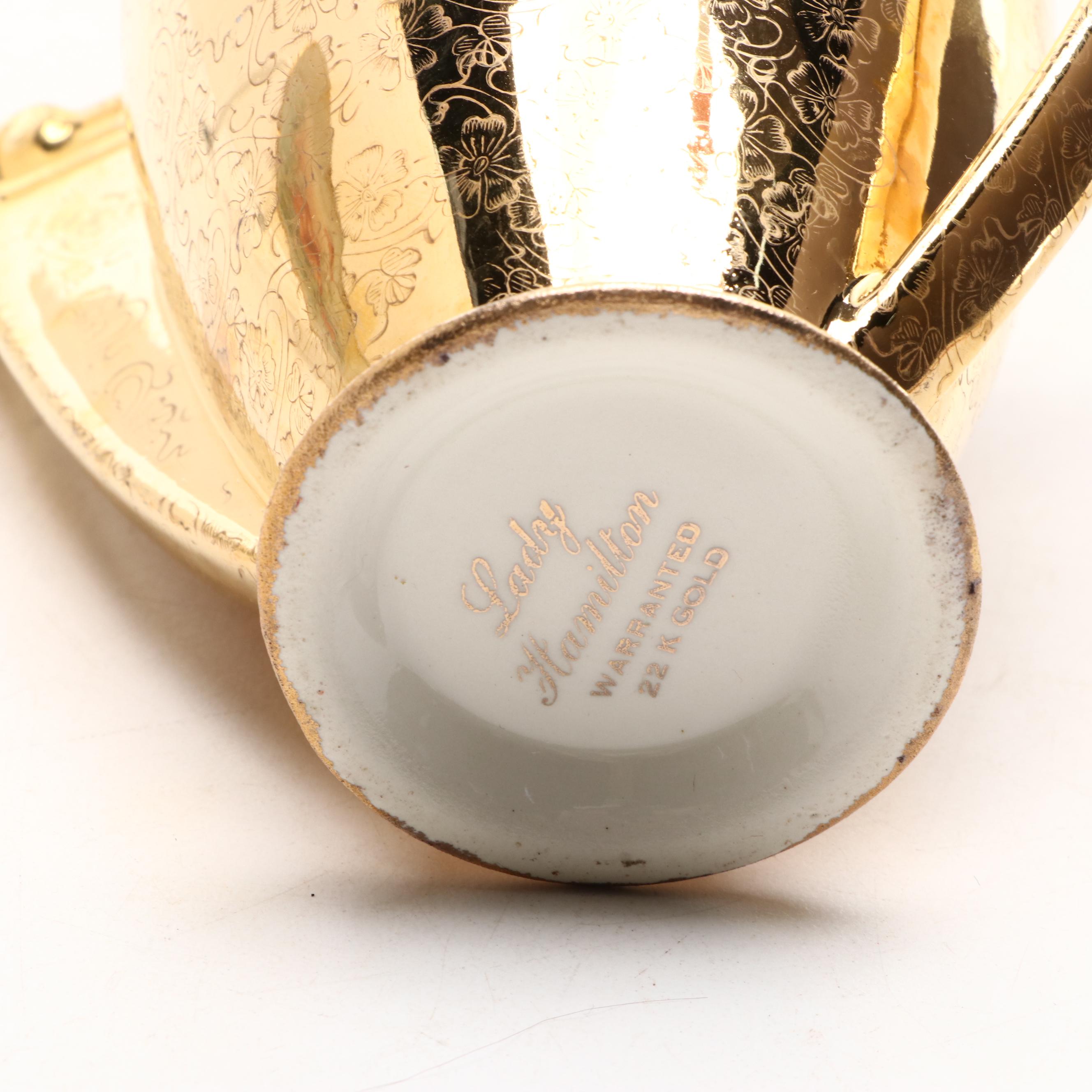 Pickard Style "Lady Hamilton" 22K Gold Decorated Porcelain Teapot and More