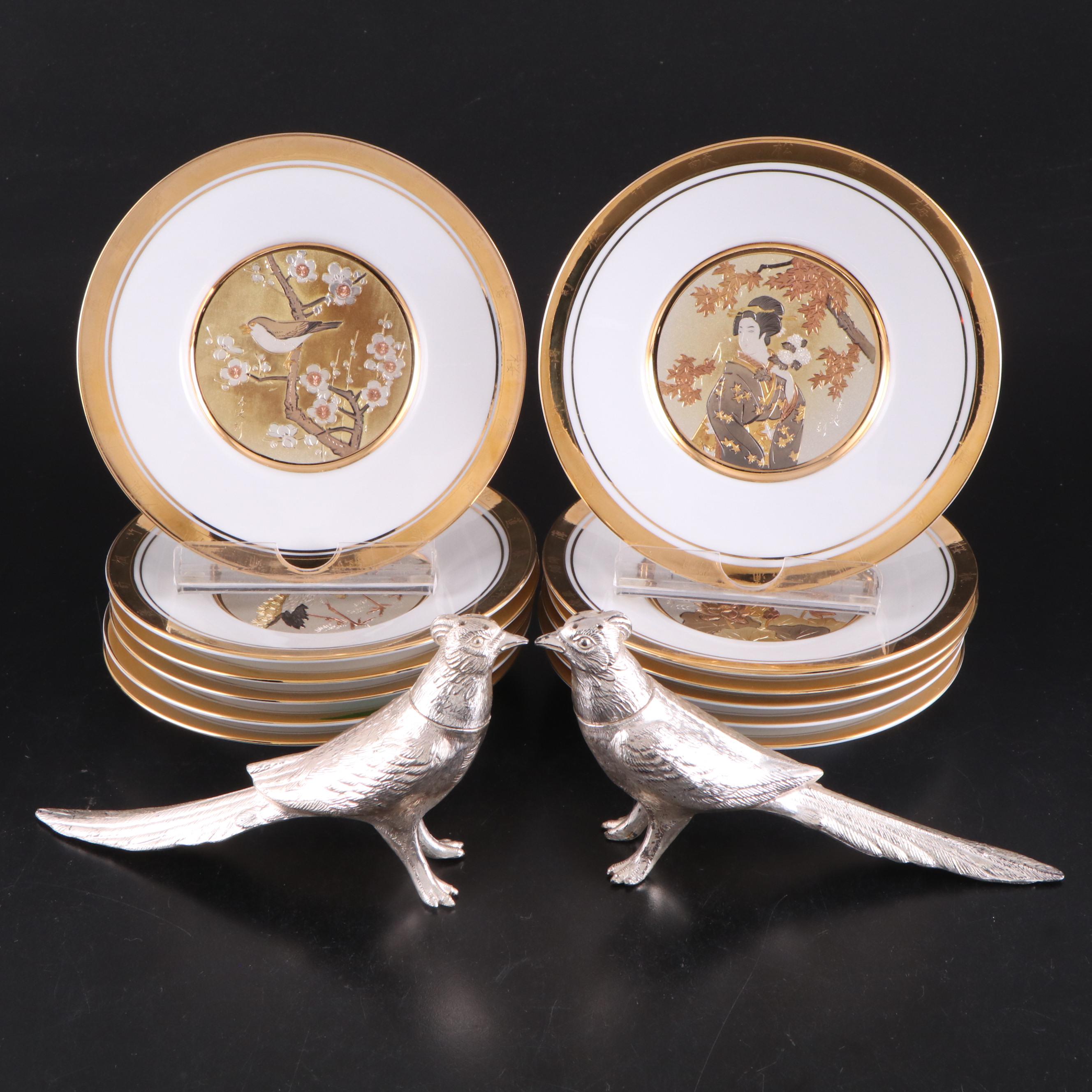 "Japanese Floral Calendar" Chokin Porcelain Plates for The Hamilton