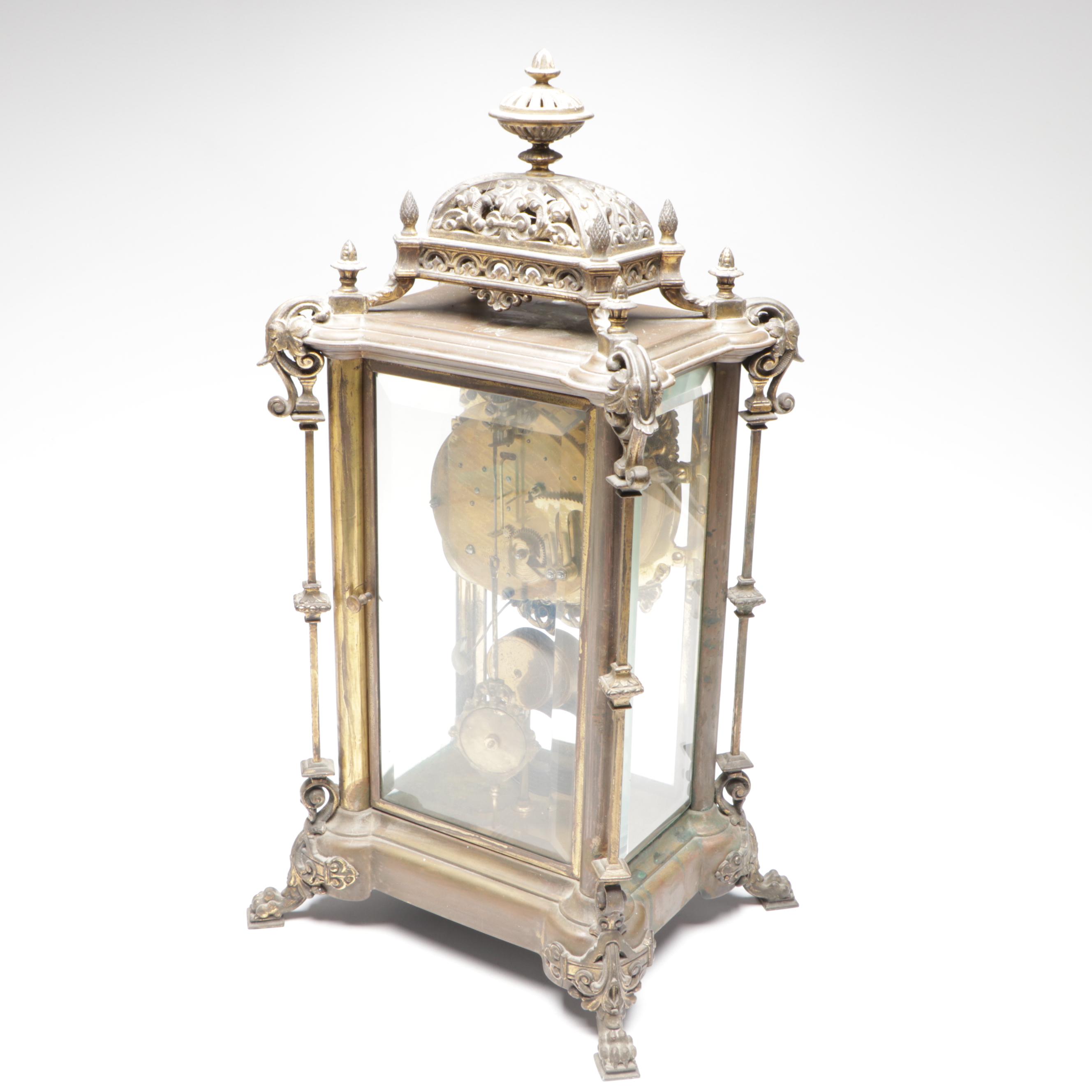 Ansonia Excelsior Crystal and Gilt Metal Regulator Clock
