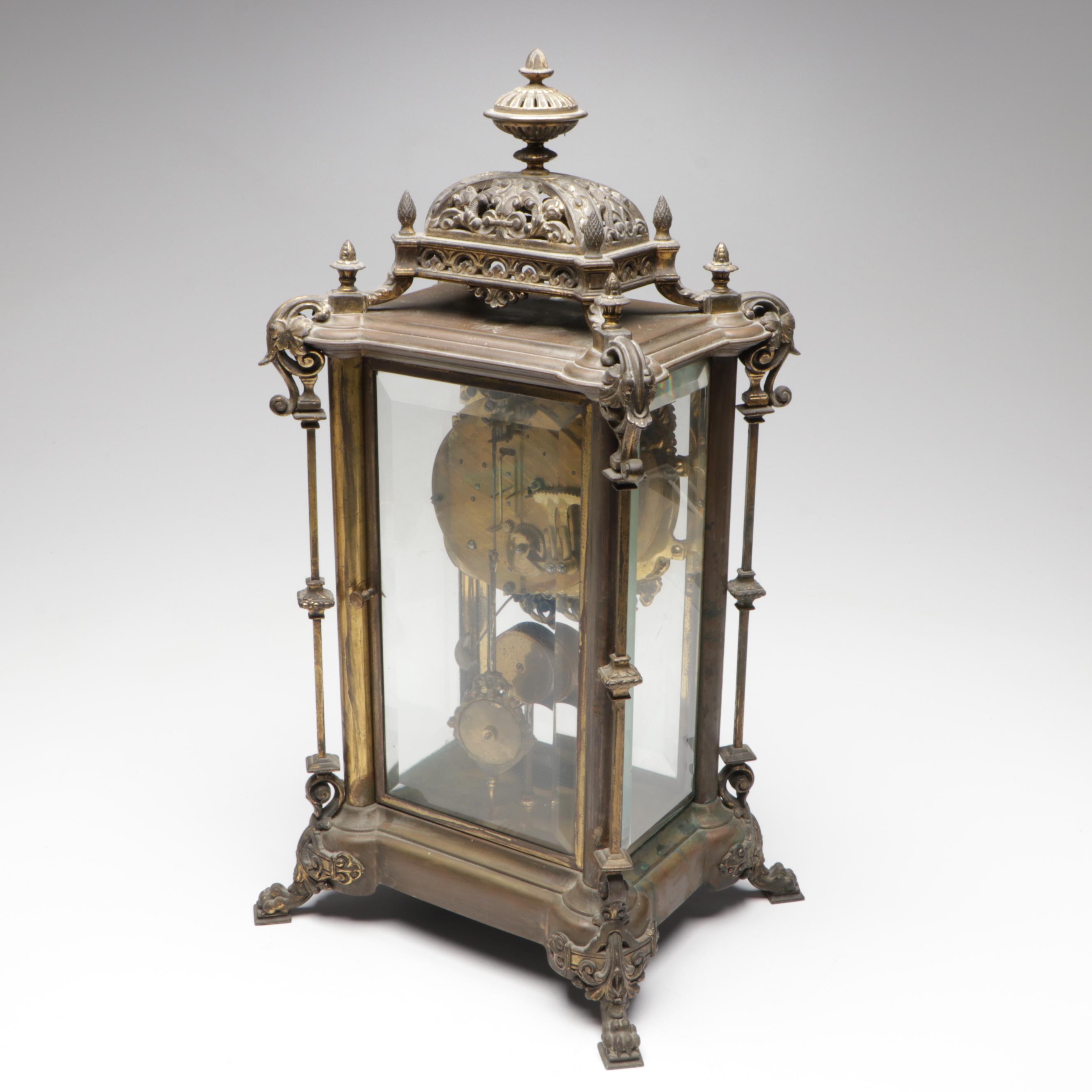 Ansonia Excelsior Crystal and Gilt Metal Regulator Clock