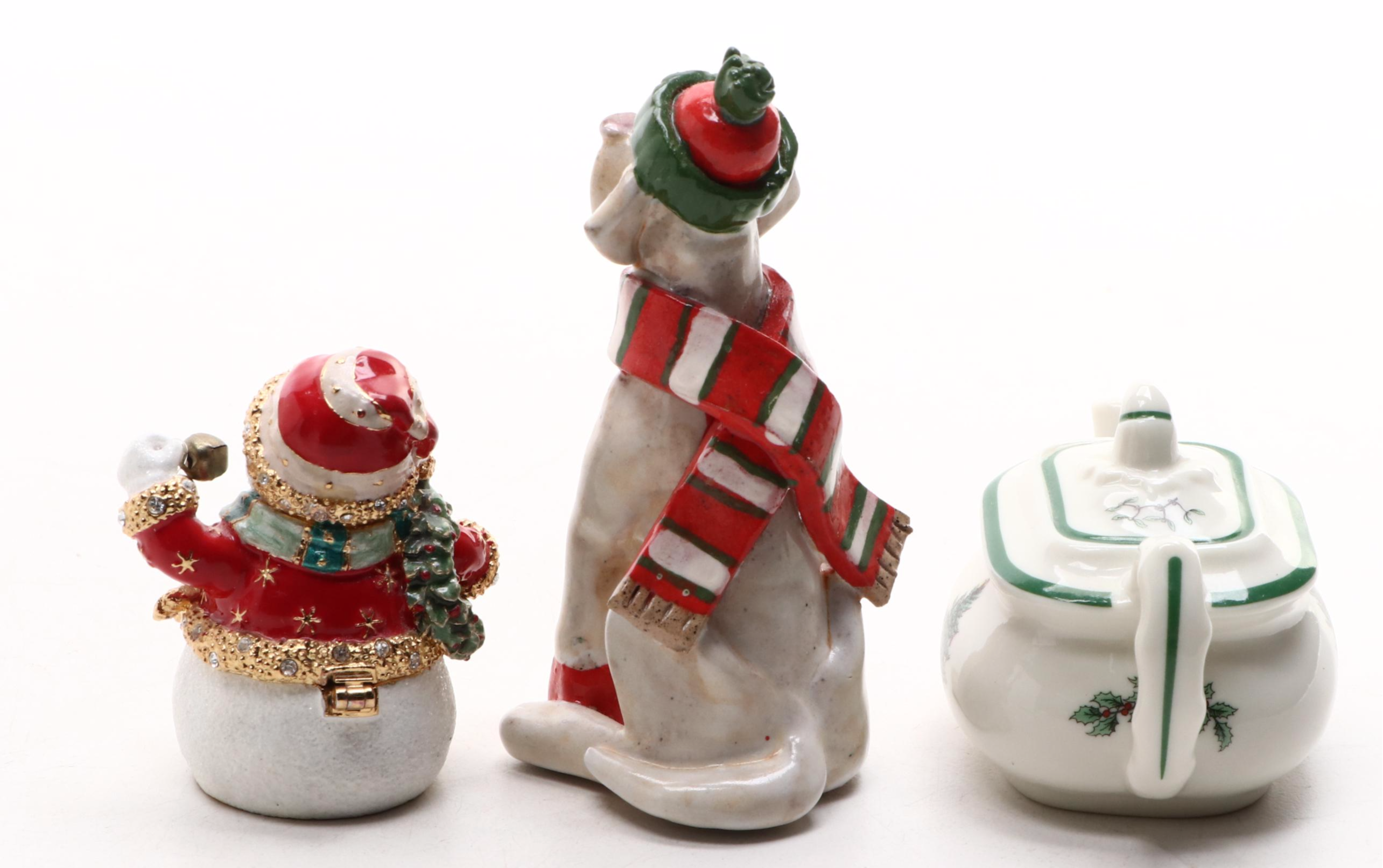 Spode Christmas Teapot Figurine, Art Pottery Giraffe and Dog Figurines with Box