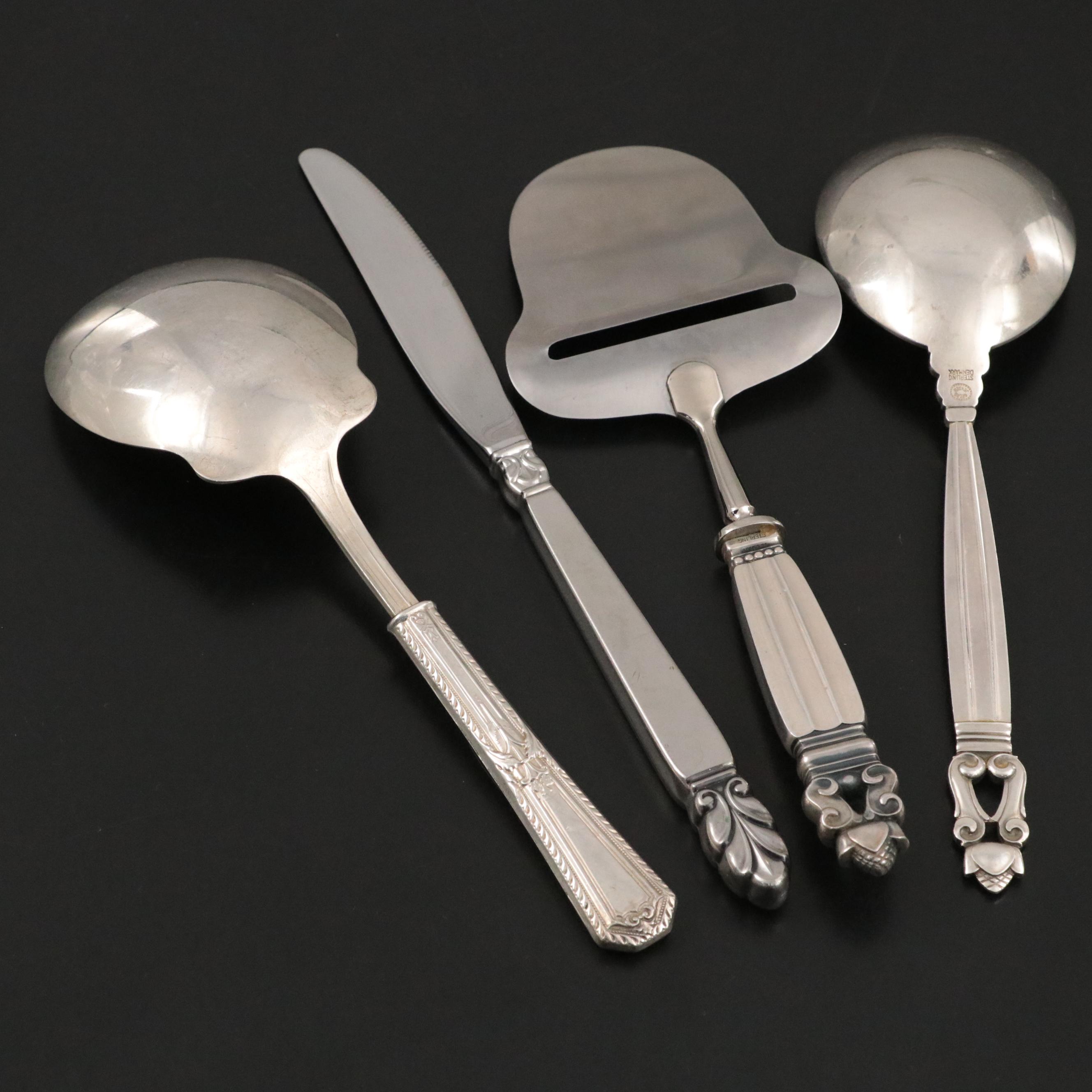 Georg Jenson "Acorn" and Other Danish Modern Sterling Silver Serving Utensils