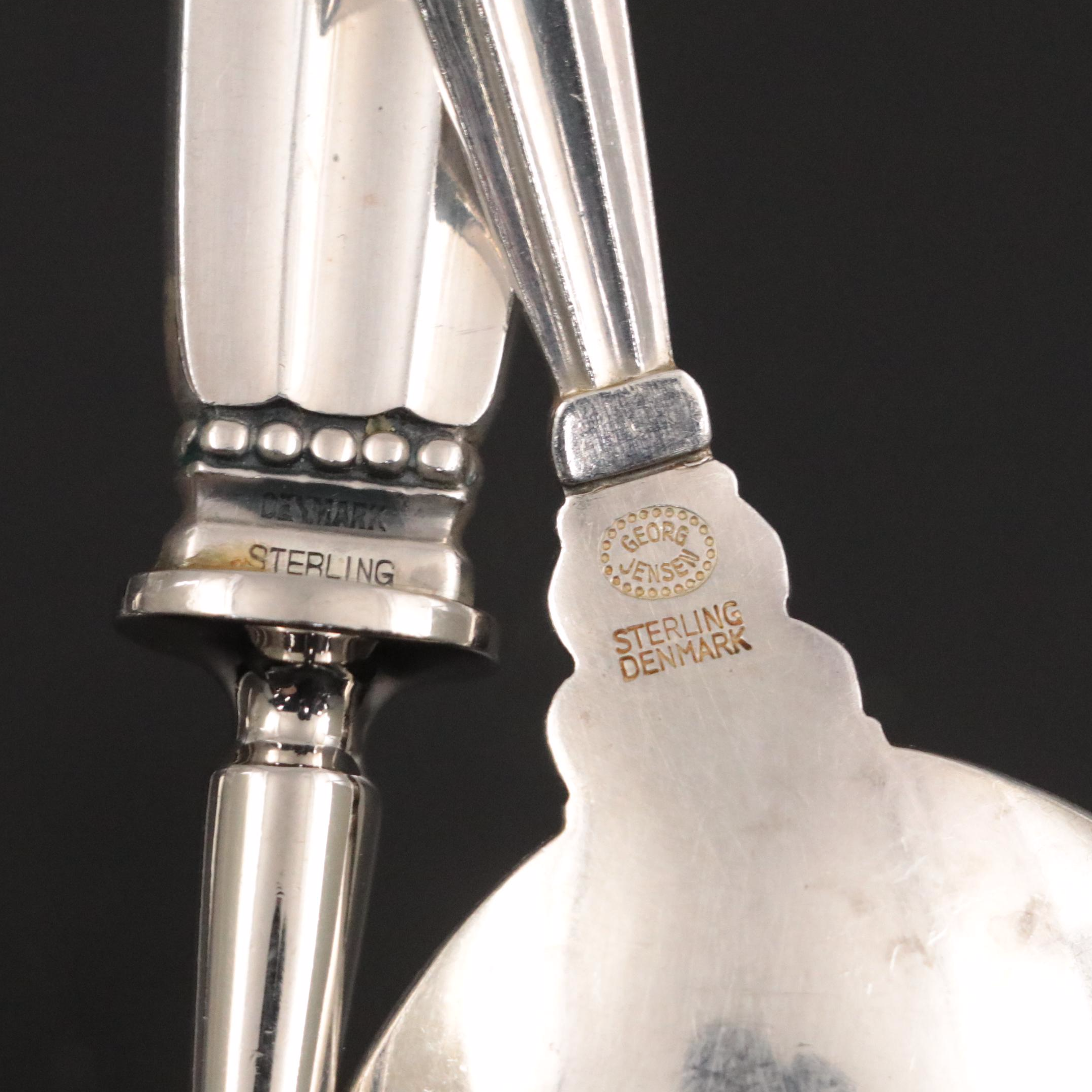 Georg Jenson "Acorn" and Other Danish Modern Sterling Silver Serving Utensils