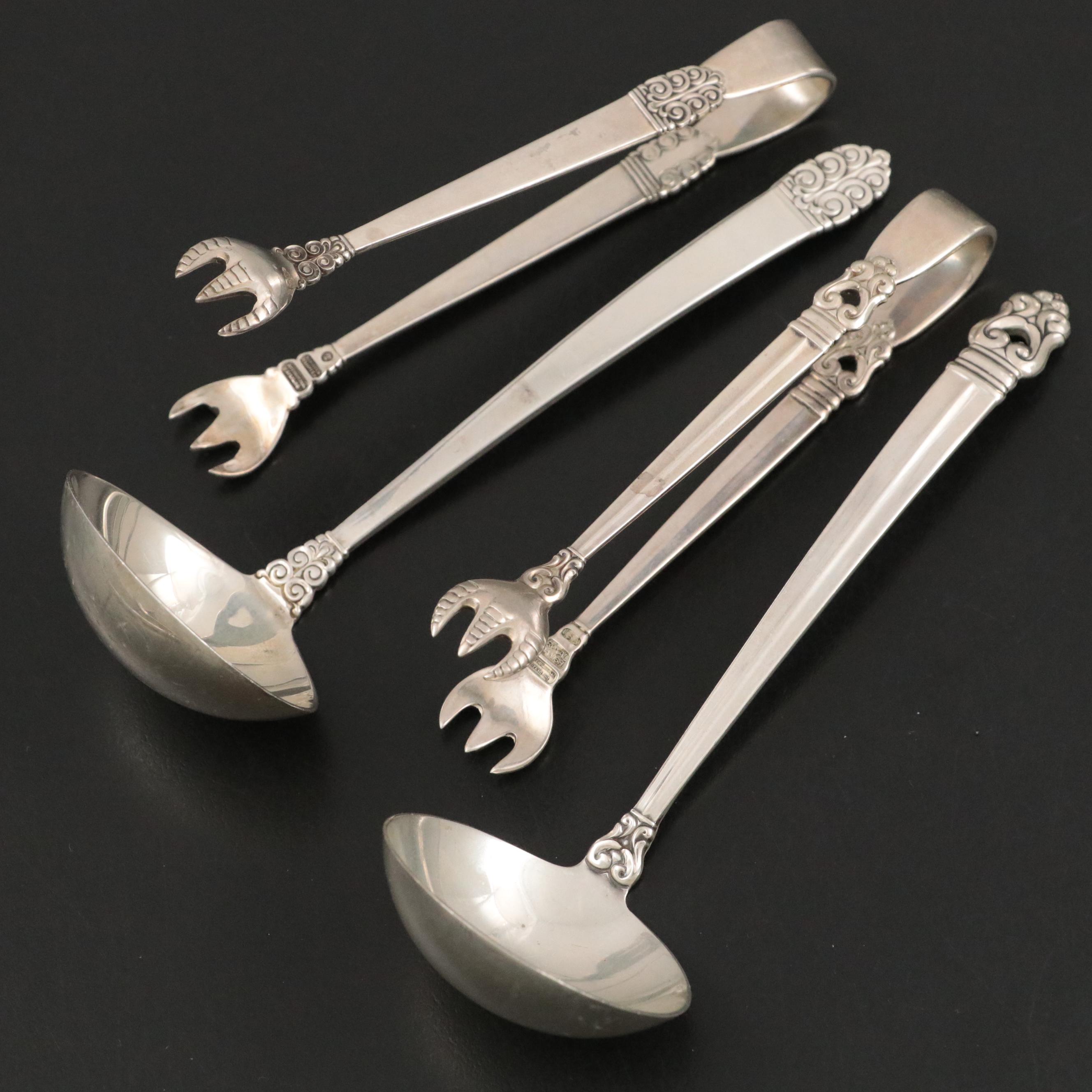 Georg Jenson "Acorn" and Other Danish Modern Sterling Silver Serving Utensils