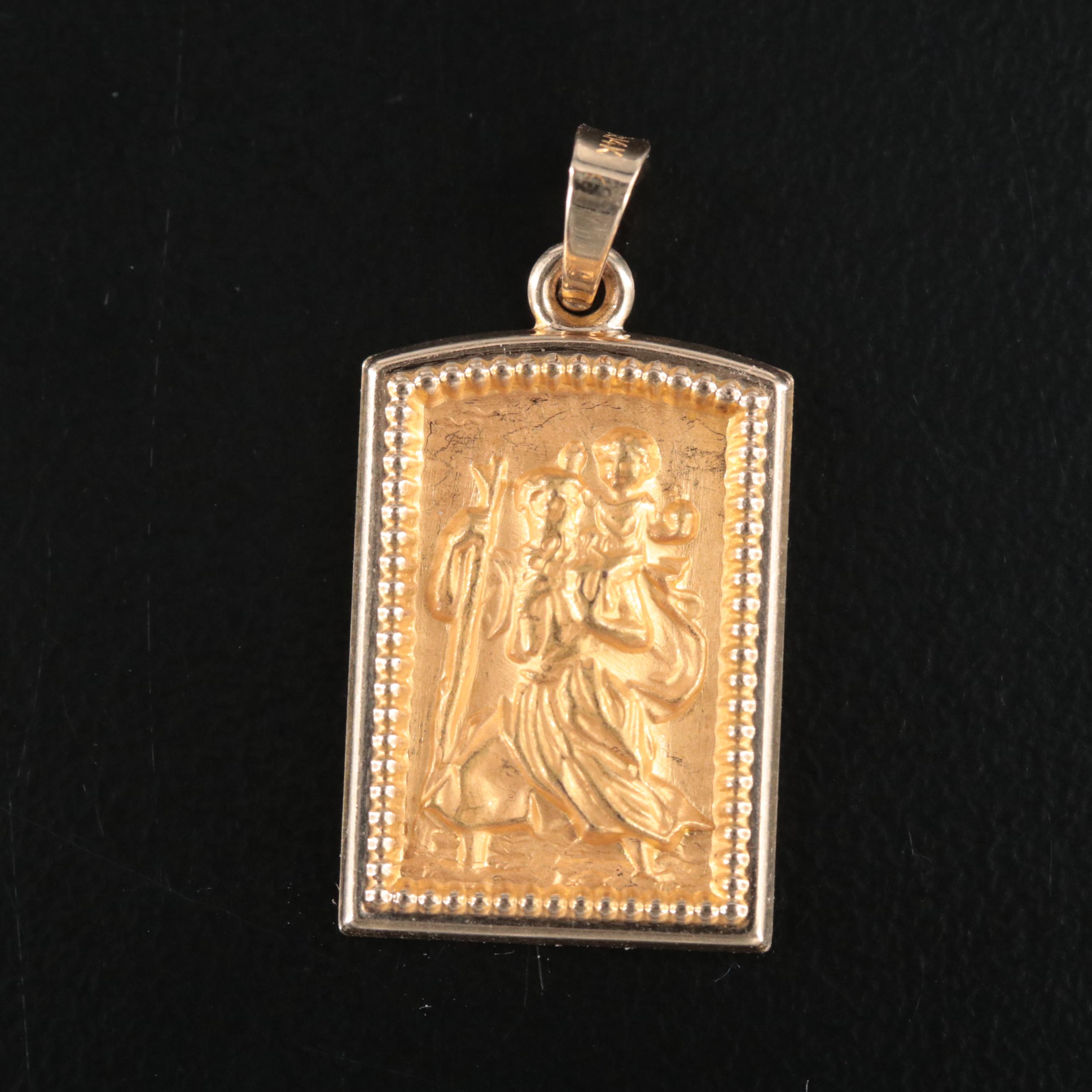 14K Saint Christopher Pendant