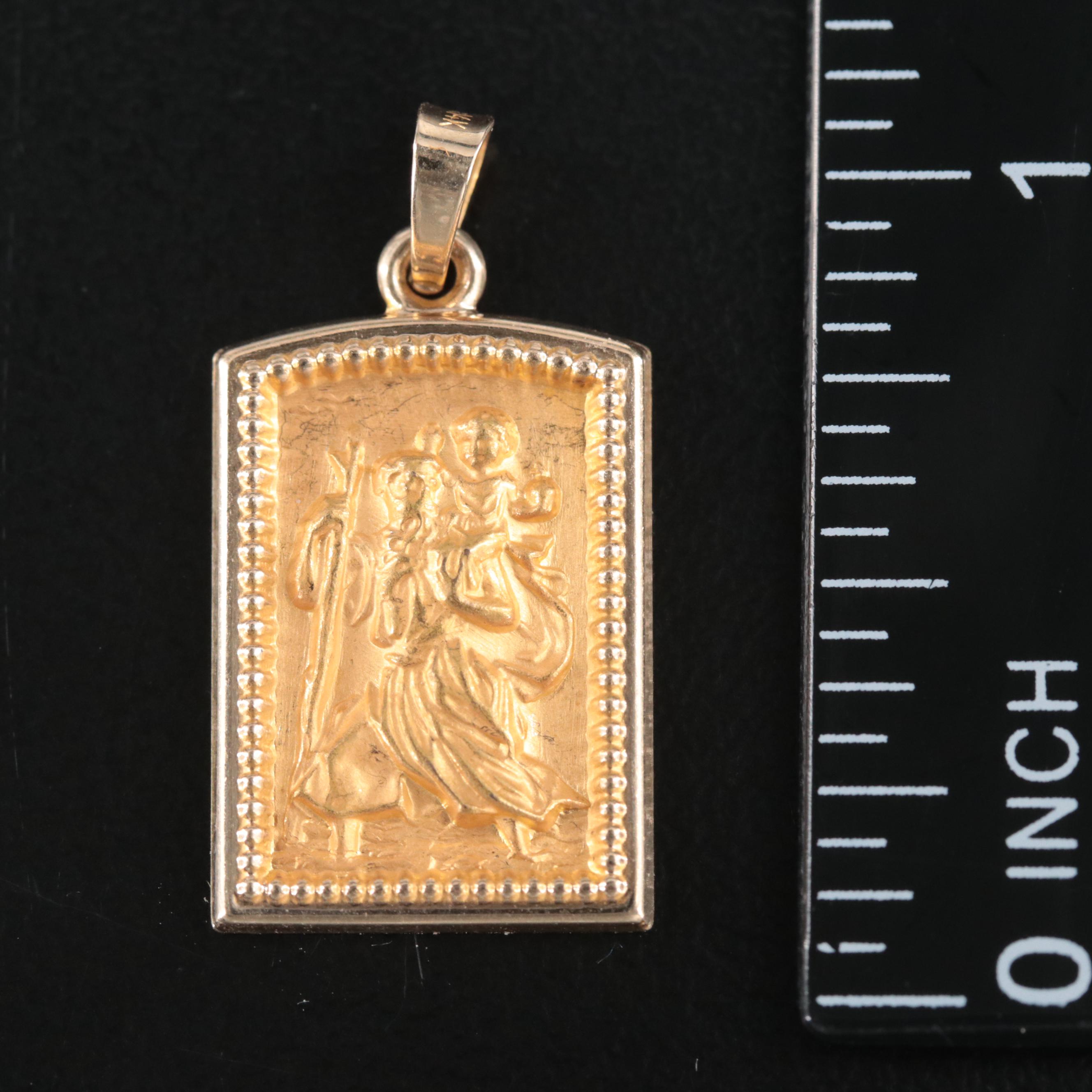 14K Saint Christopher Pendant