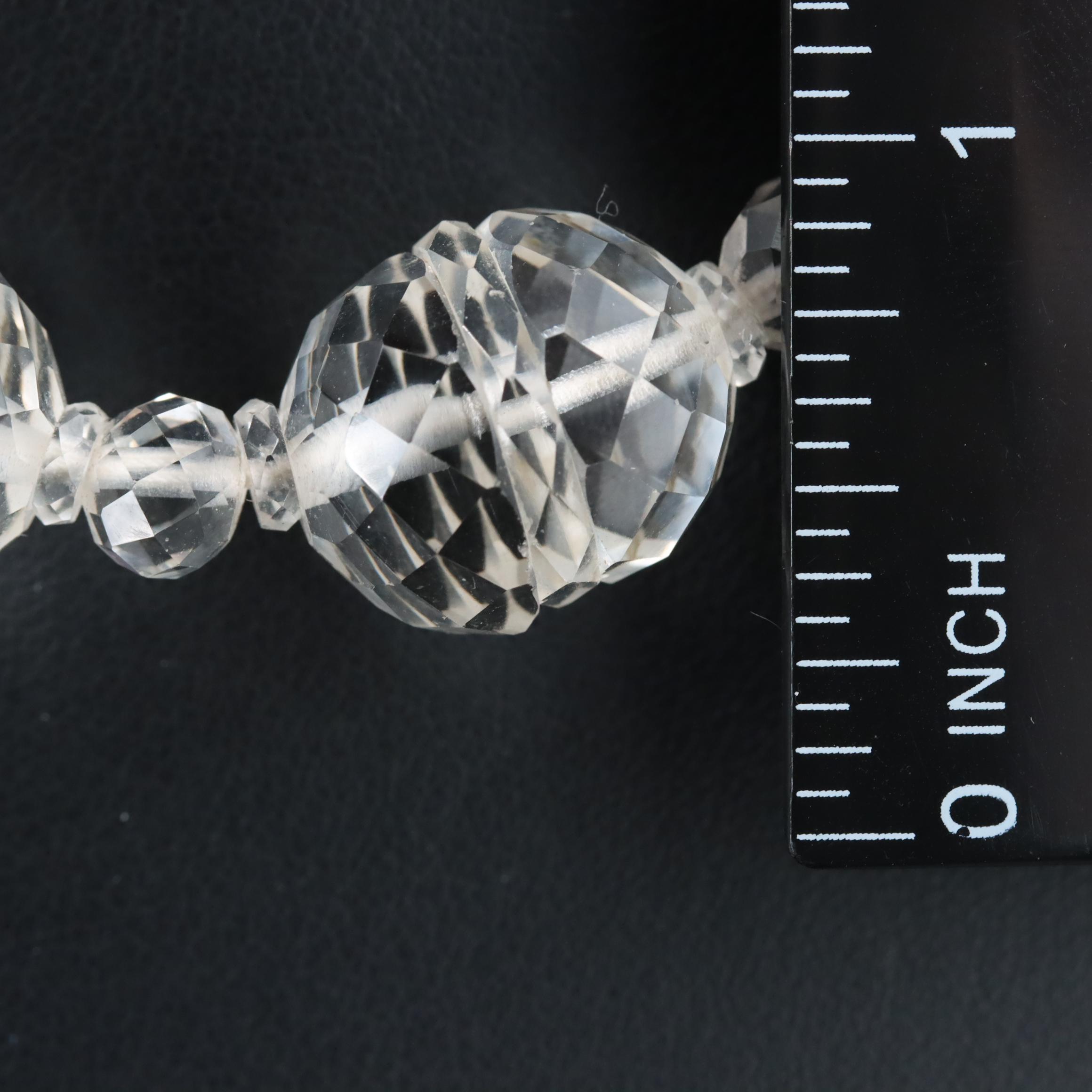 Art Deco Rock Crystal Quartz Necklace with 14K Clasp