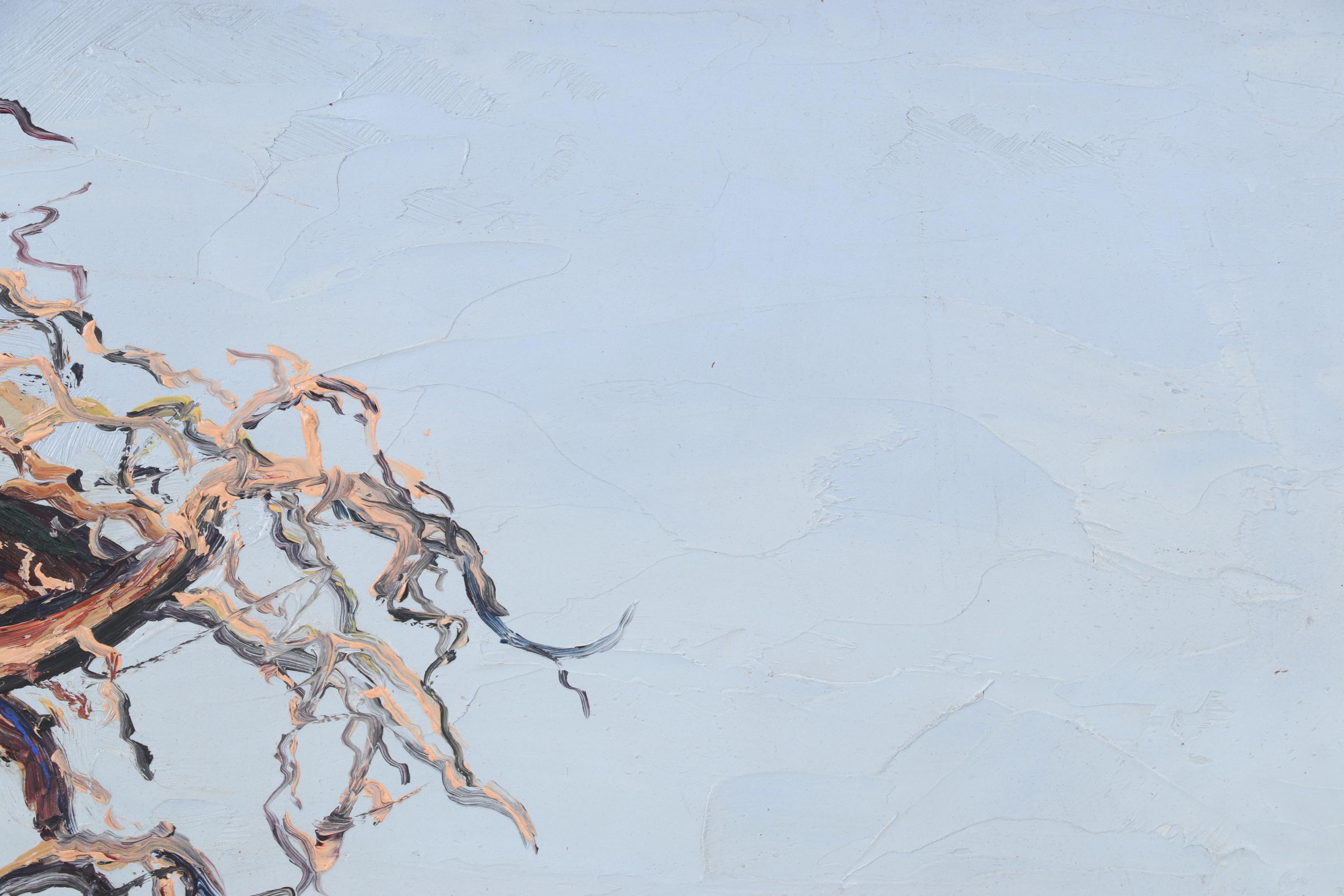 Landscape Oil Painting Of An African Baobab Tree,1965