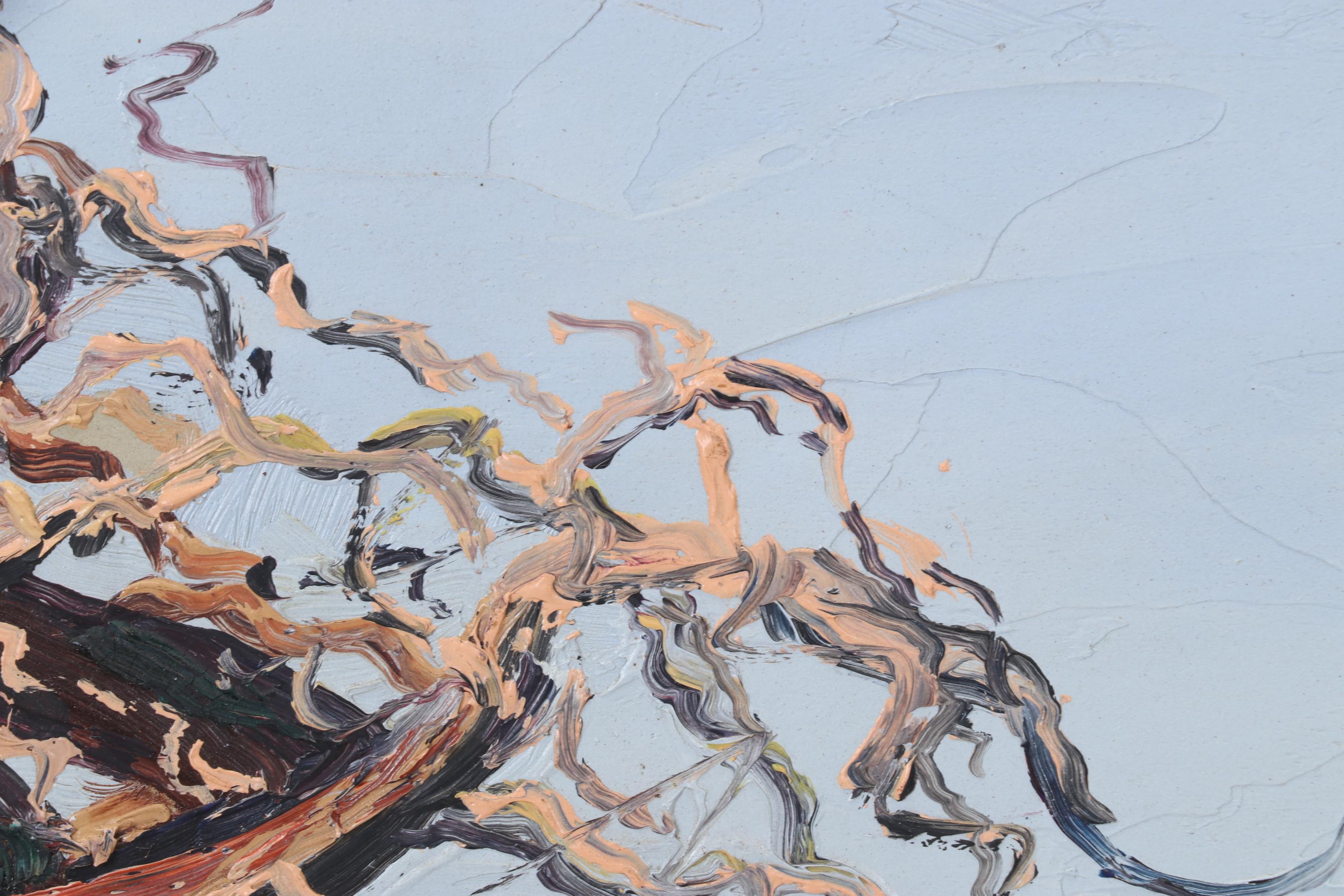 Landscape Oil Painting Of An African Baobab Tree,1965