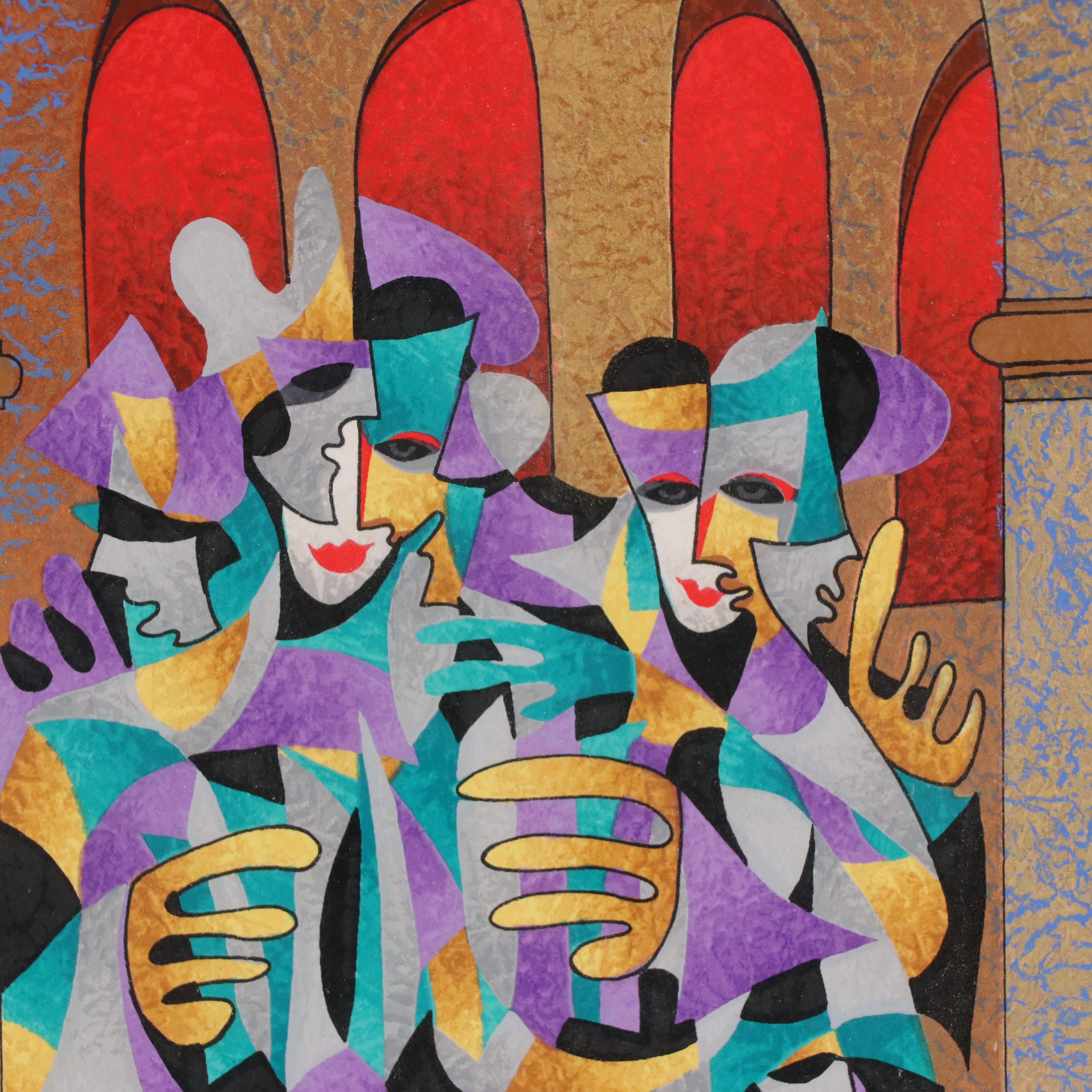 Anatole Krasnyansky Serigraph "Periwinkle & Gold with Red," 2004