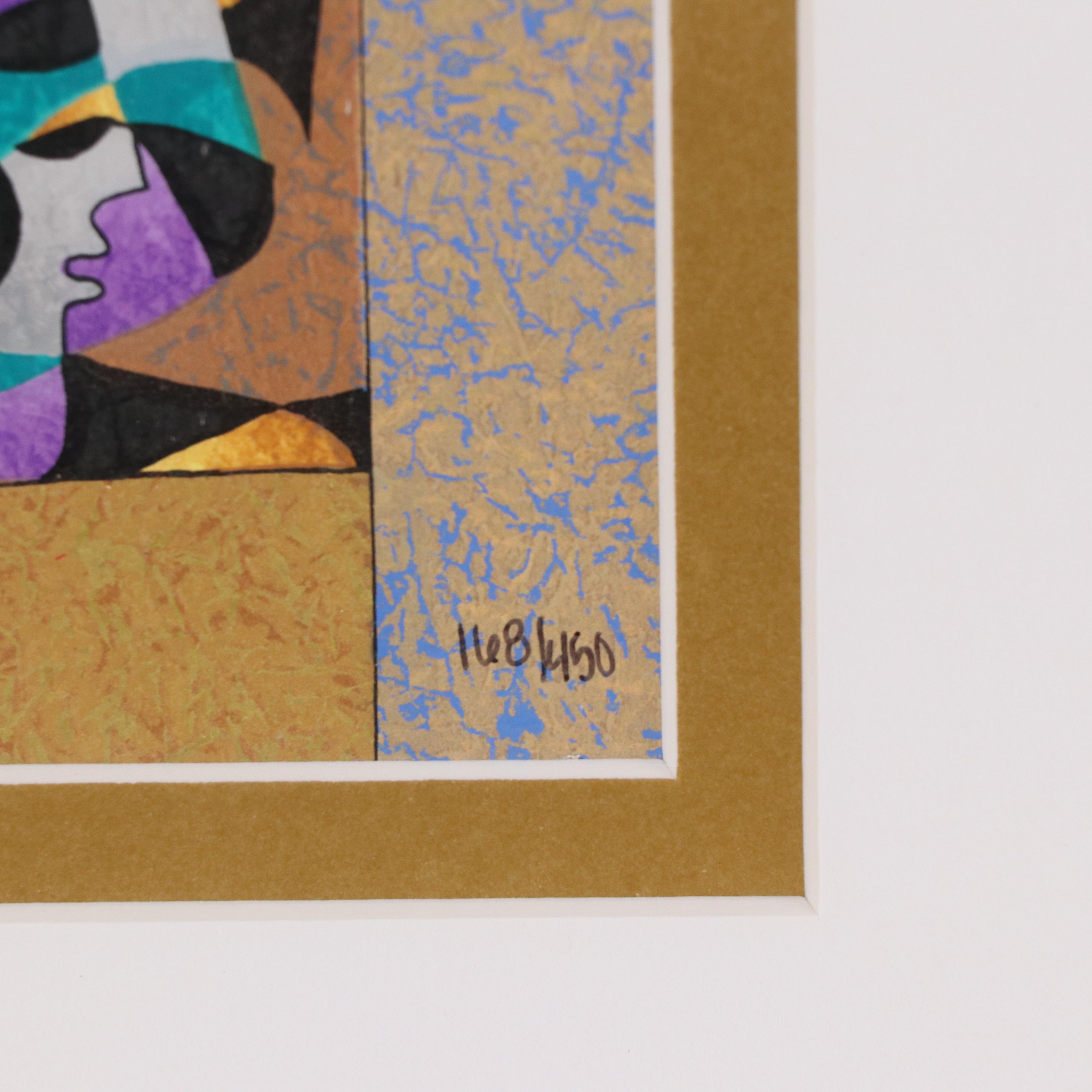 Anatole Krasnyansky Serigraph "Periwinkle & Gold with Red," 2004