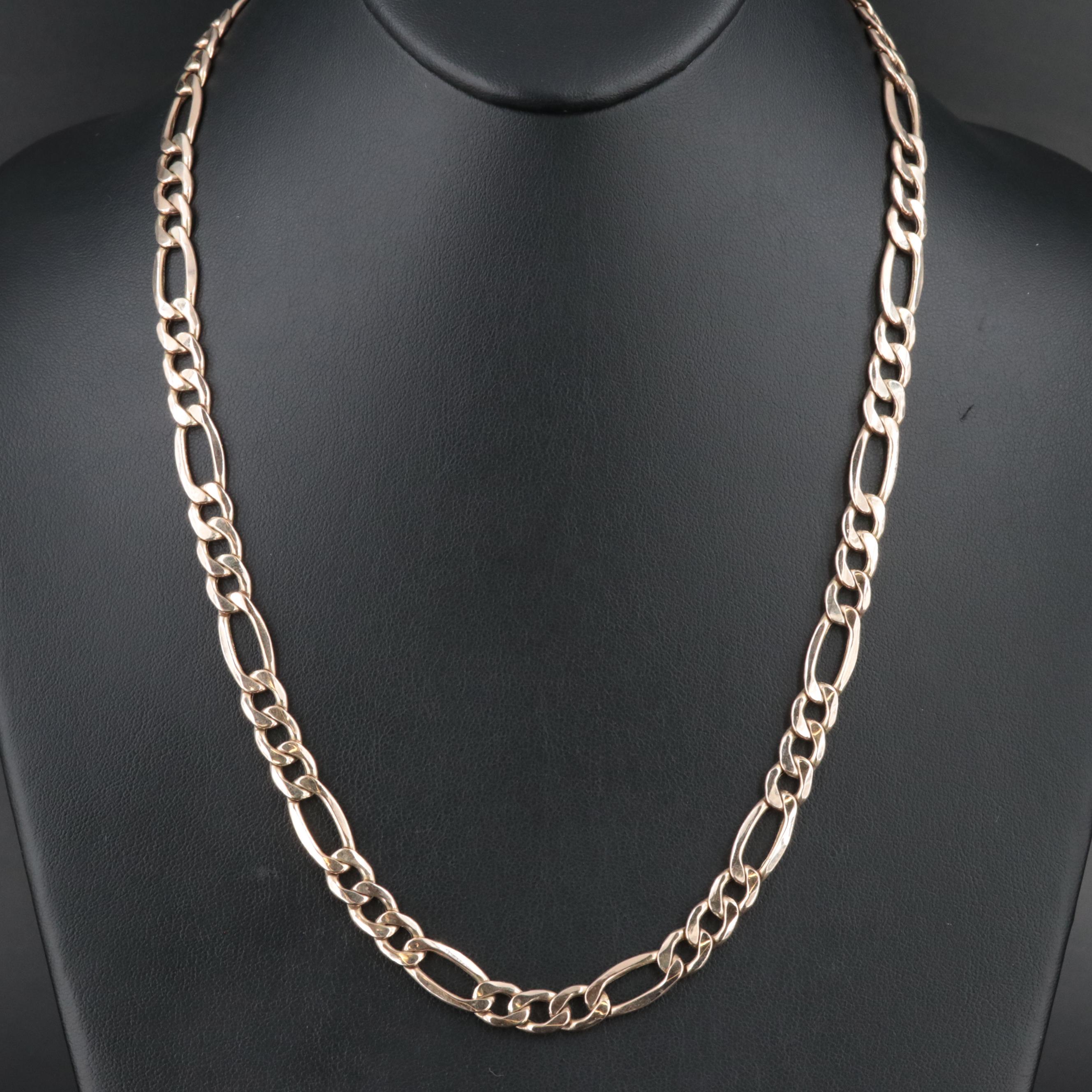 Italian 10K Figaro Chain Necklace