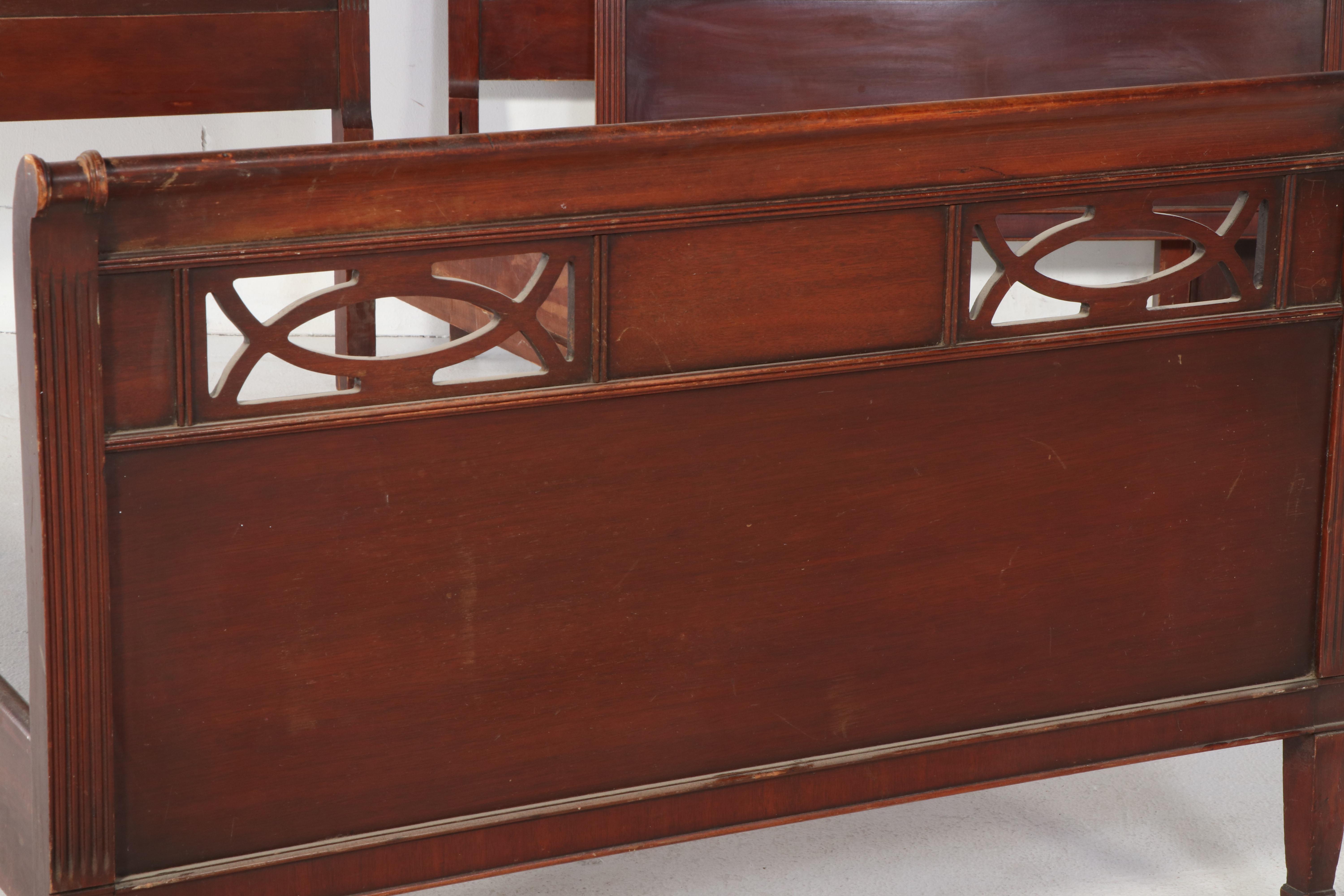 Pair of Federal Style Mahogany Twin Bed Frames