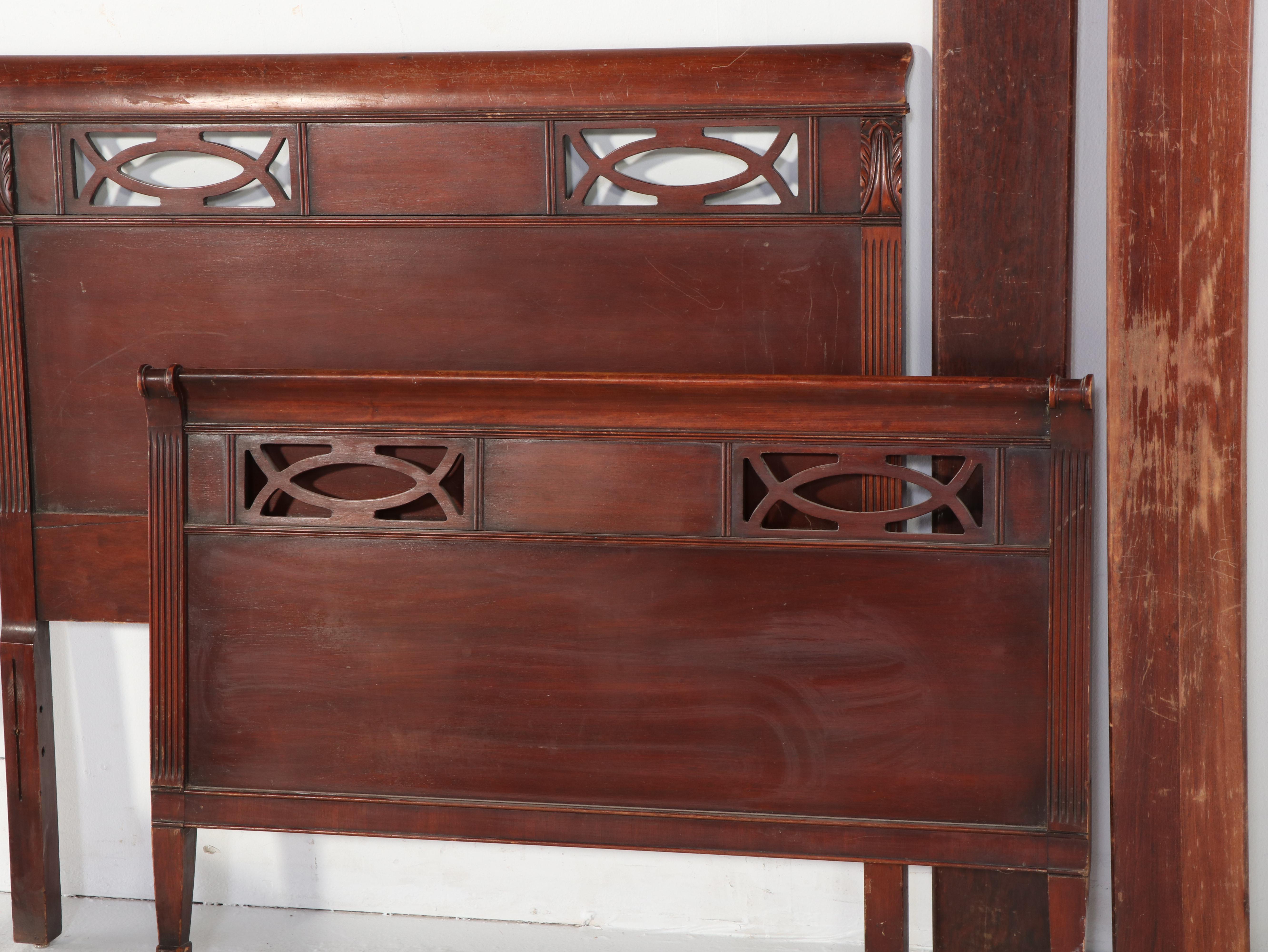 Pair of Federal Style Mahogany Twin Bed Frames